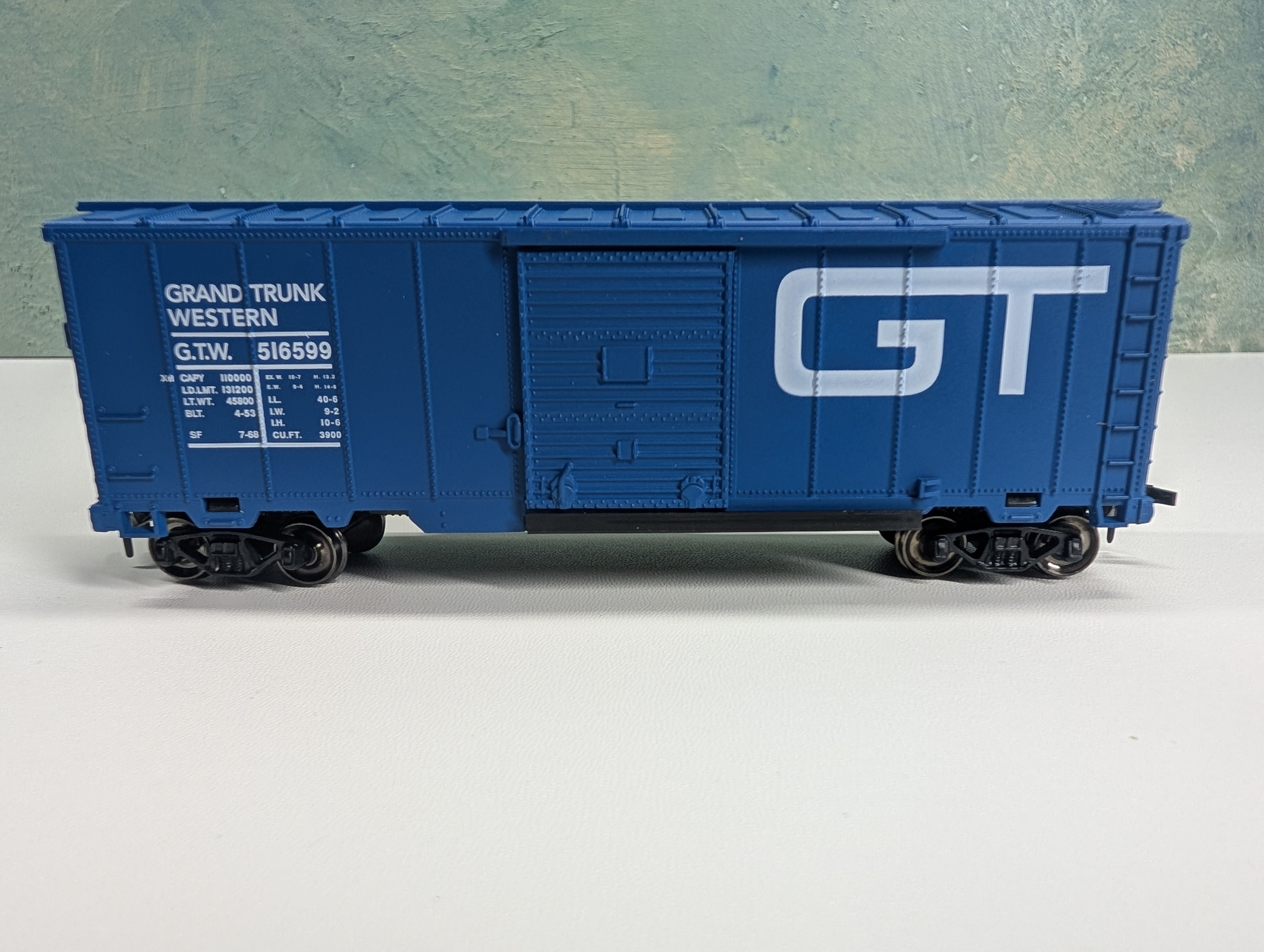 USED Model Power 7954 HO Scale 40' Box Car Grand Trunk Western GTW #516599 Metal Wheels