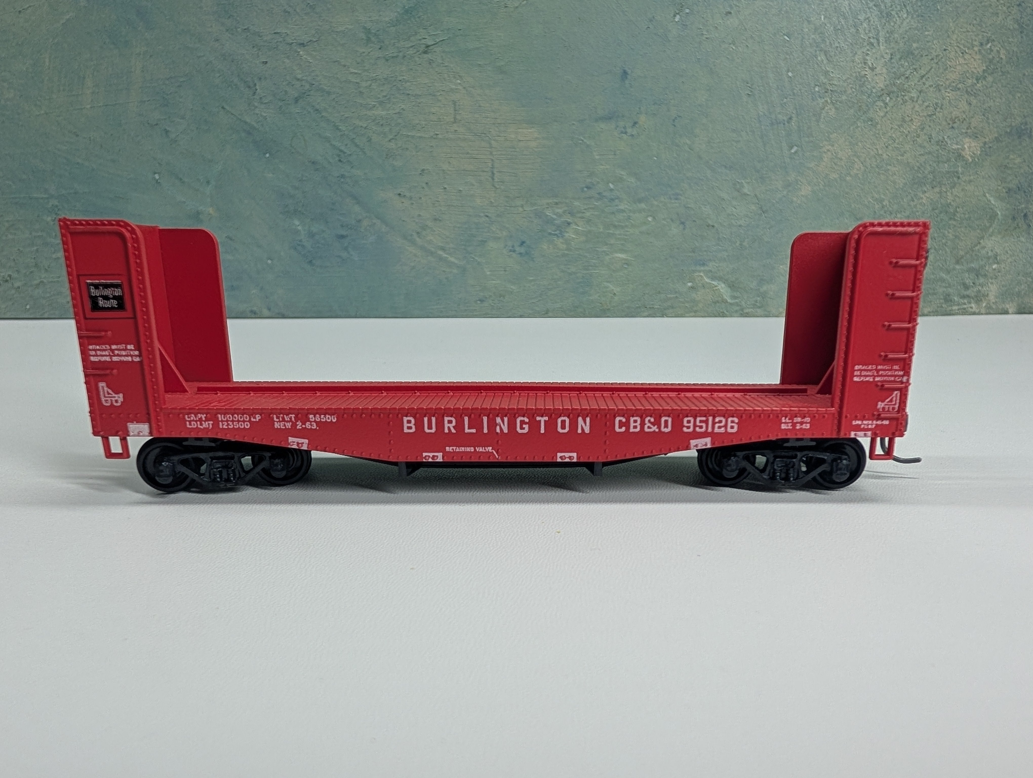 USED Athearn HO Scale 40' Bulkhead Flat Car Burlington CB&Q #95126