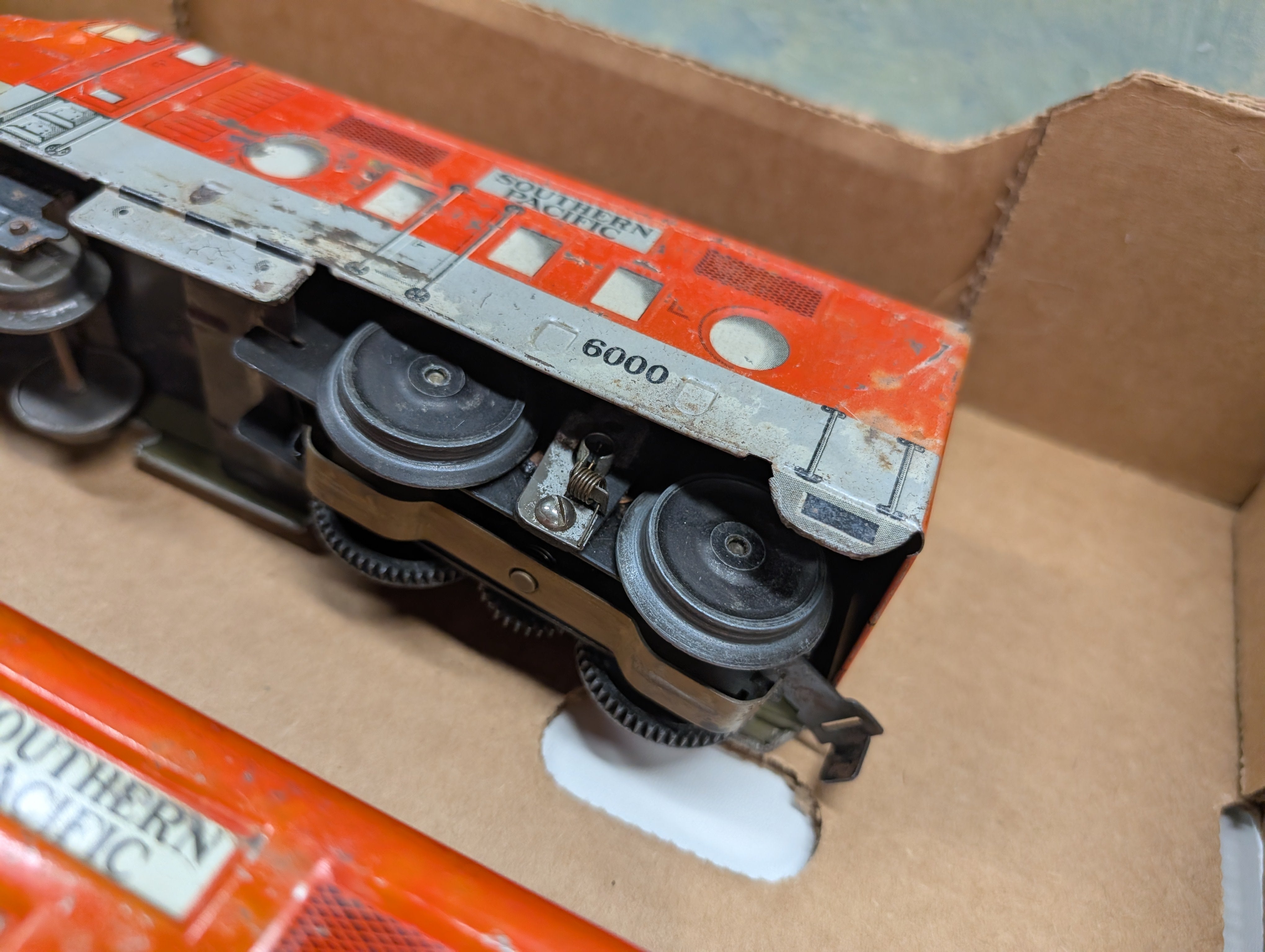 USED Marx O Powered & Unpowered Diesel Locomotives, Caboose & Gondola Southern Pacific 6000, 1235, Wabash 80982 Vintage