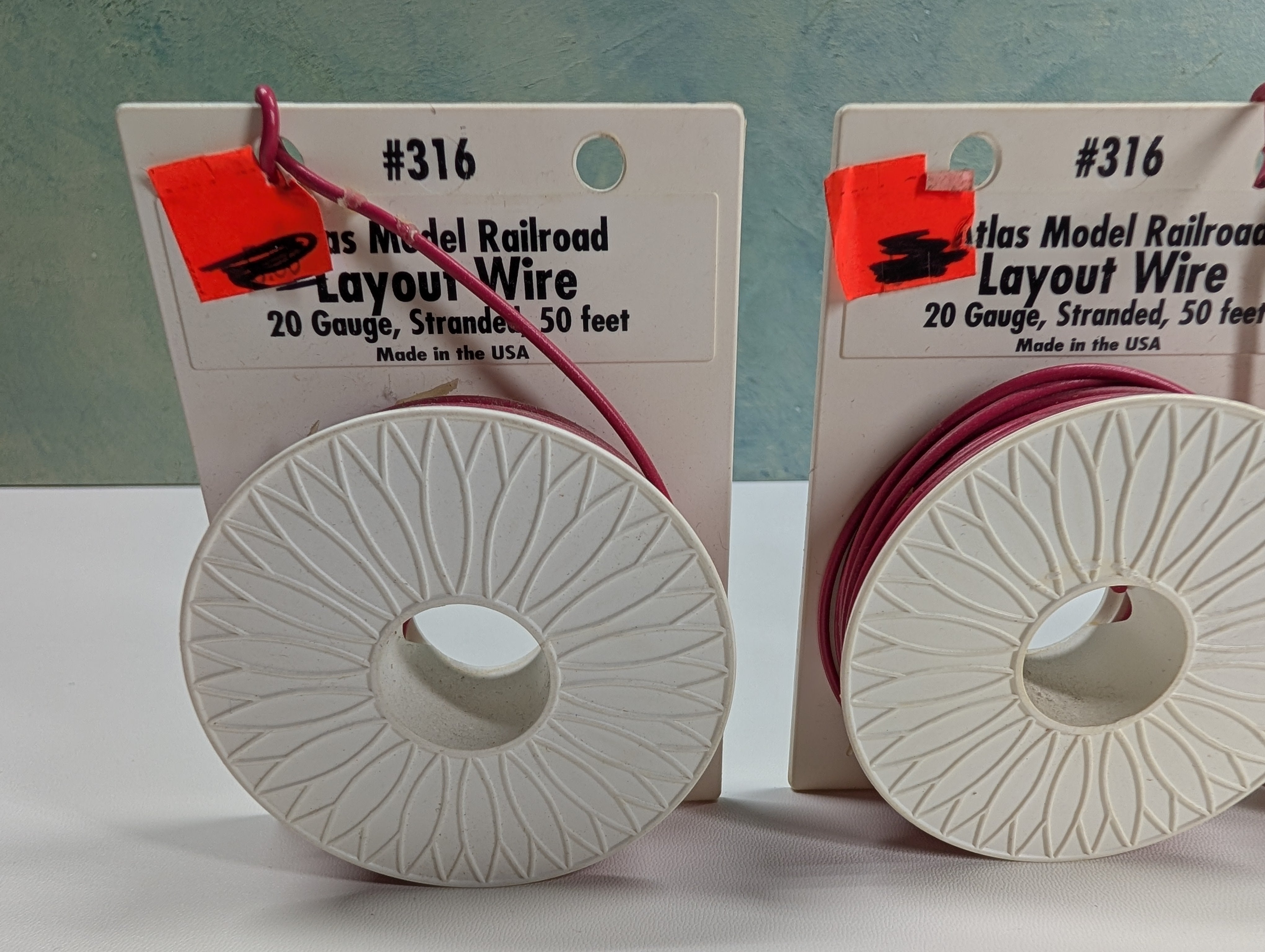 Atlas 316 Multi Scale Lot of Red Layout Wire, 20 Gauge, 3 Spools