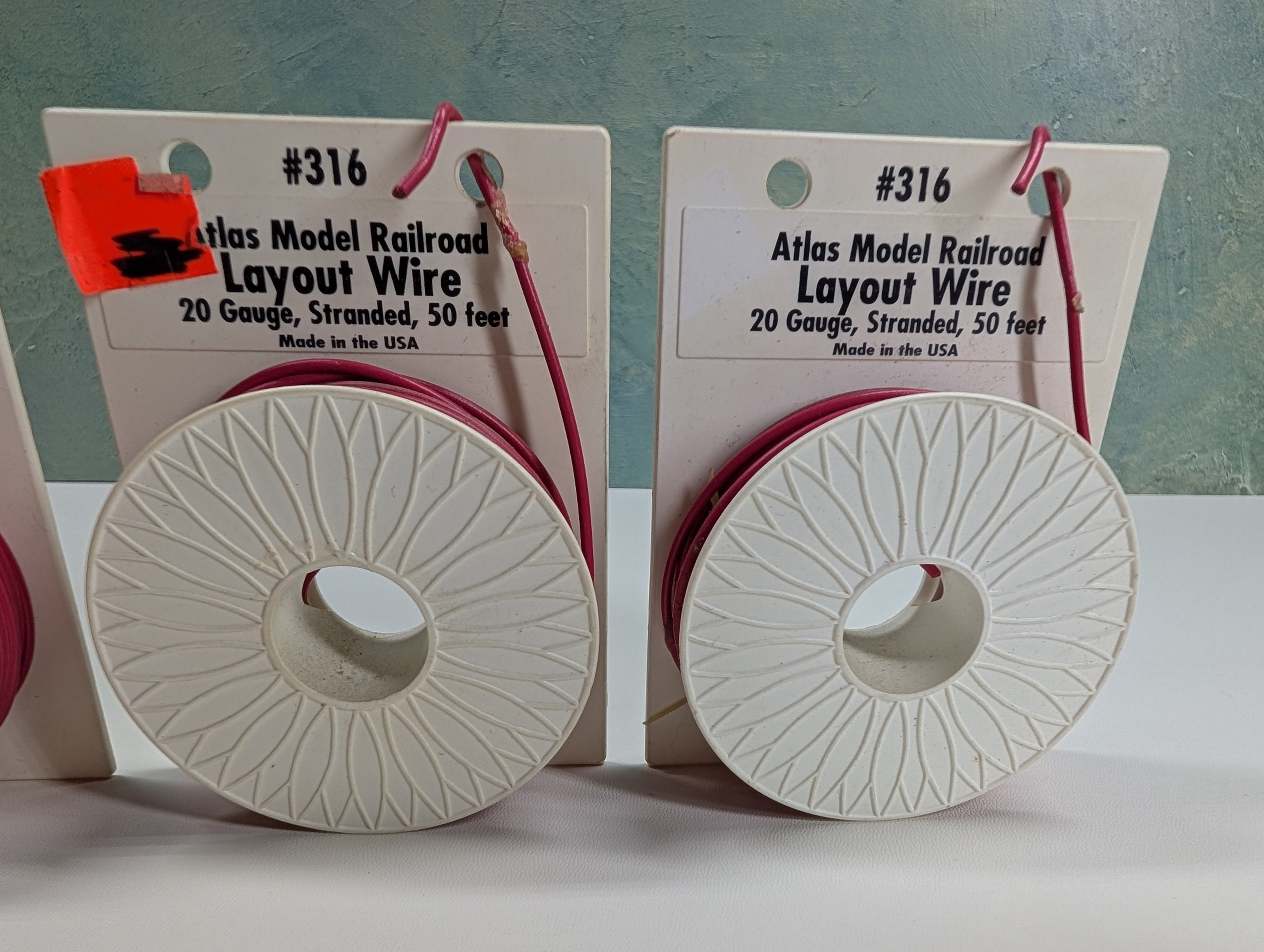 Atlas 316 Multi Scale Lot of Red Layout Wire, 20 Gauge, 3 Spools