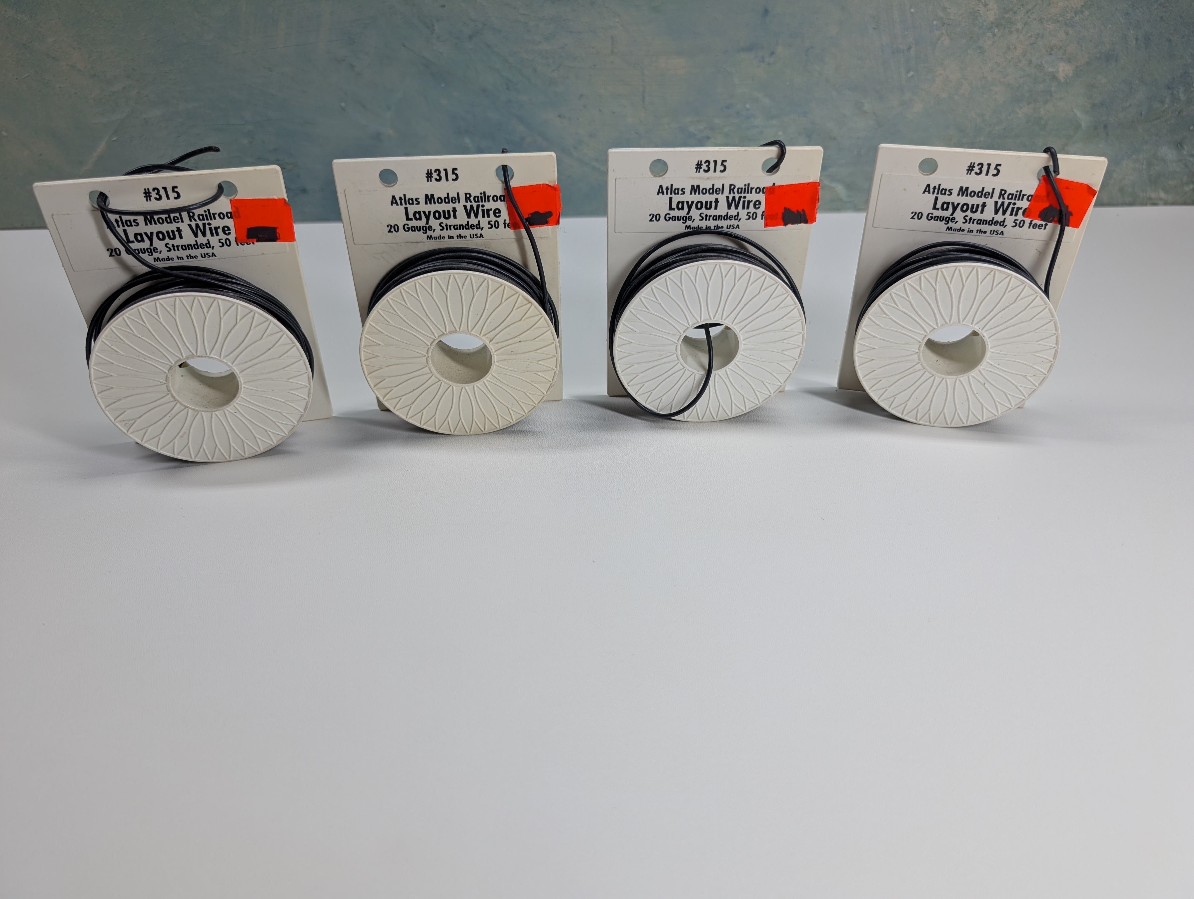 Atlas 315 Multi Scale Lot of Black Layout Wire, 20 Gauge, 4 Spools