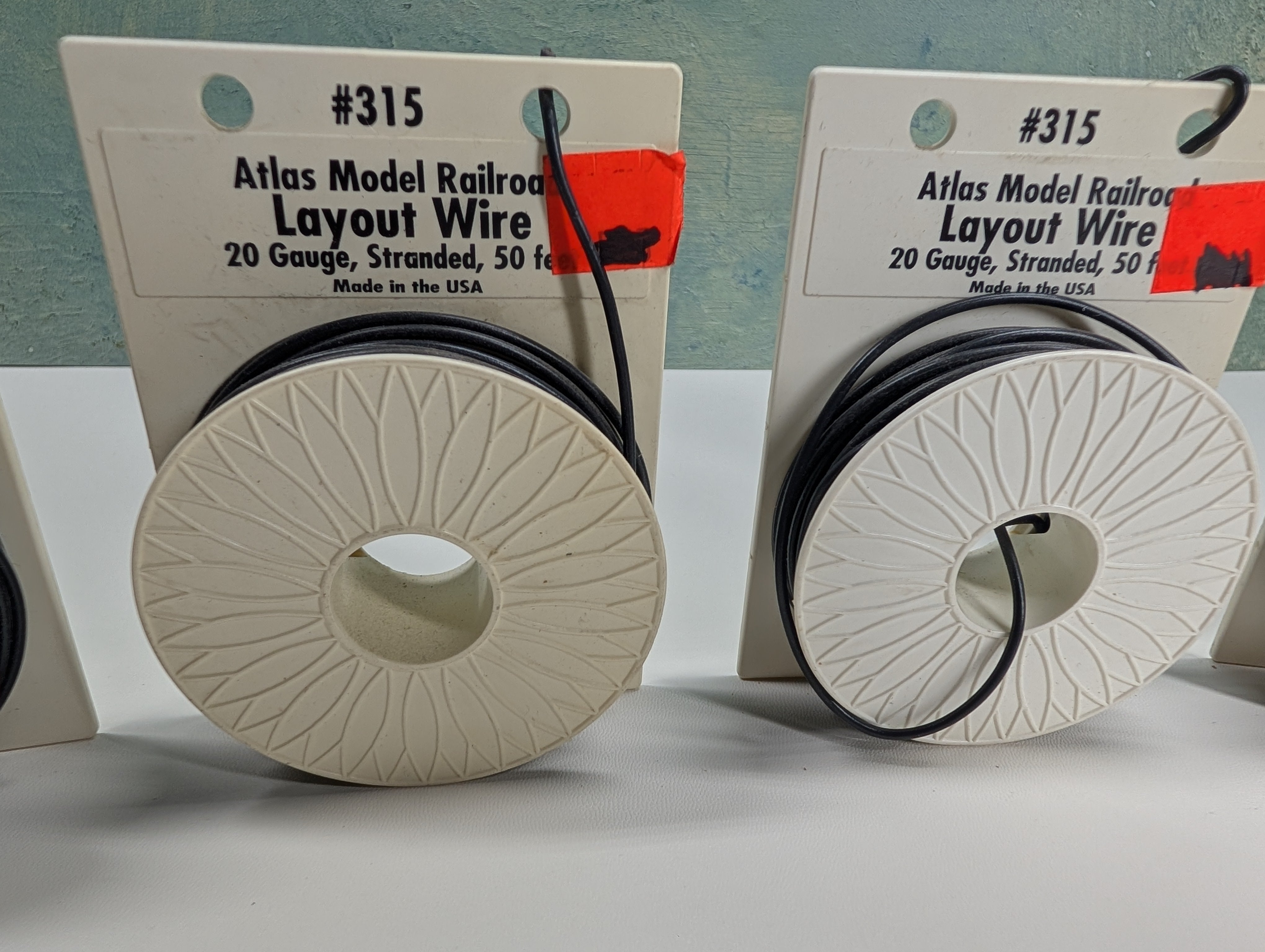 Atlas 315 Multi Scale Lot of Black Layout Wire, 20 Gauge, 4 Spools