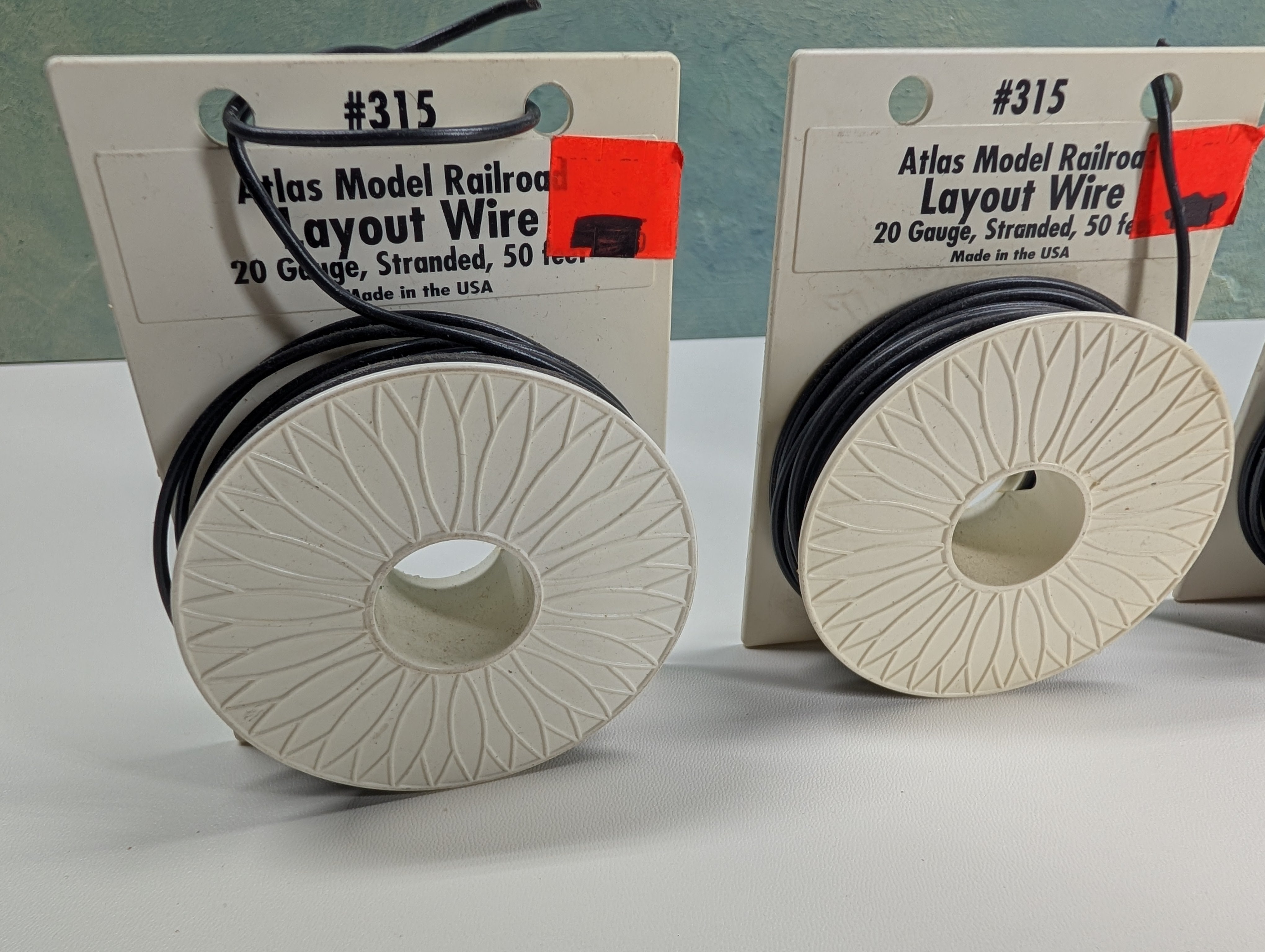 Atlas 315 Multi Scale Lot of Black Layout Wire, 20 Gauge, 4 Spools