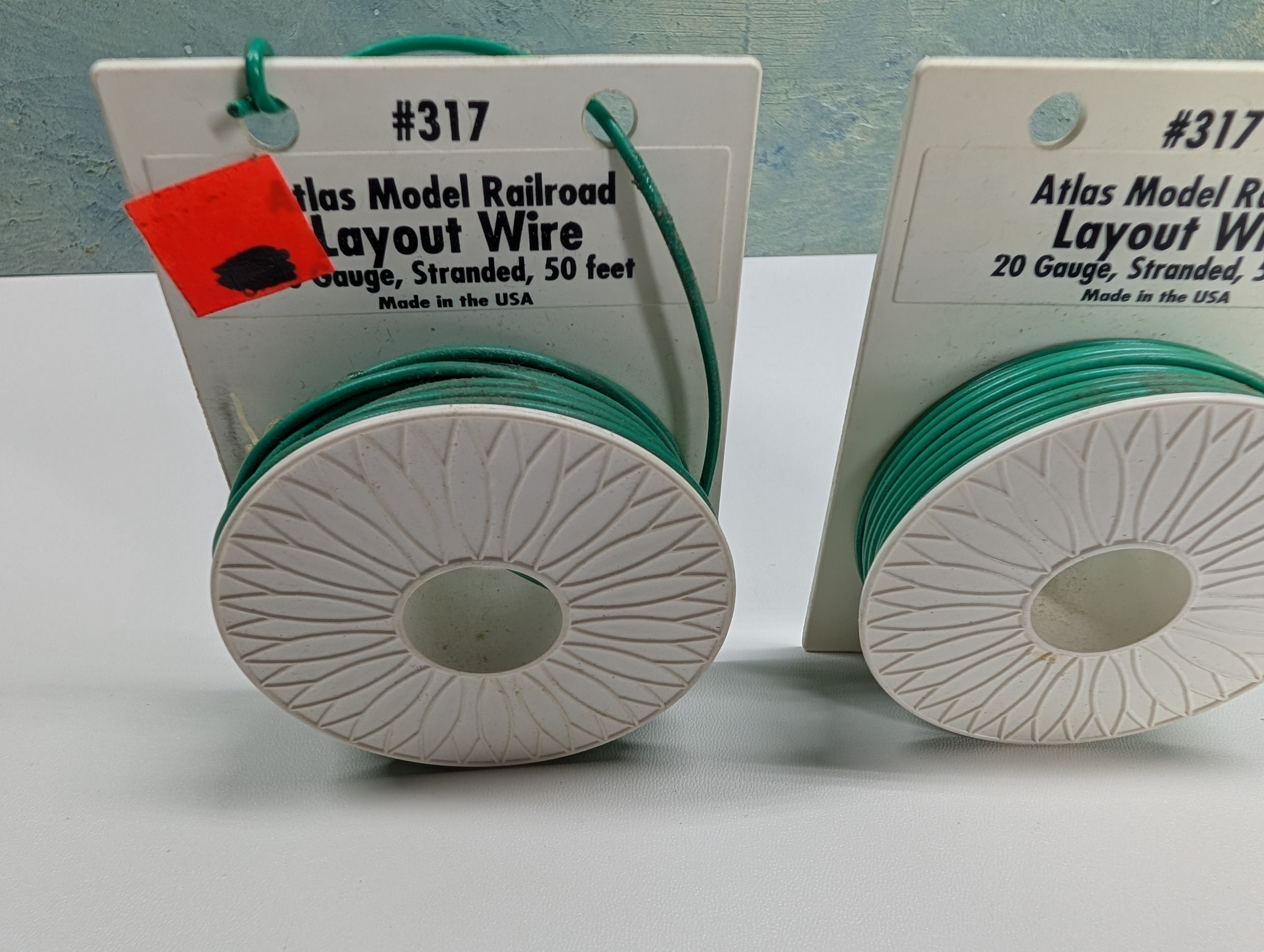 Atlas 317 Multi Scale Lot of Green Layout Wire, 20 Gauge, 2 Spools
