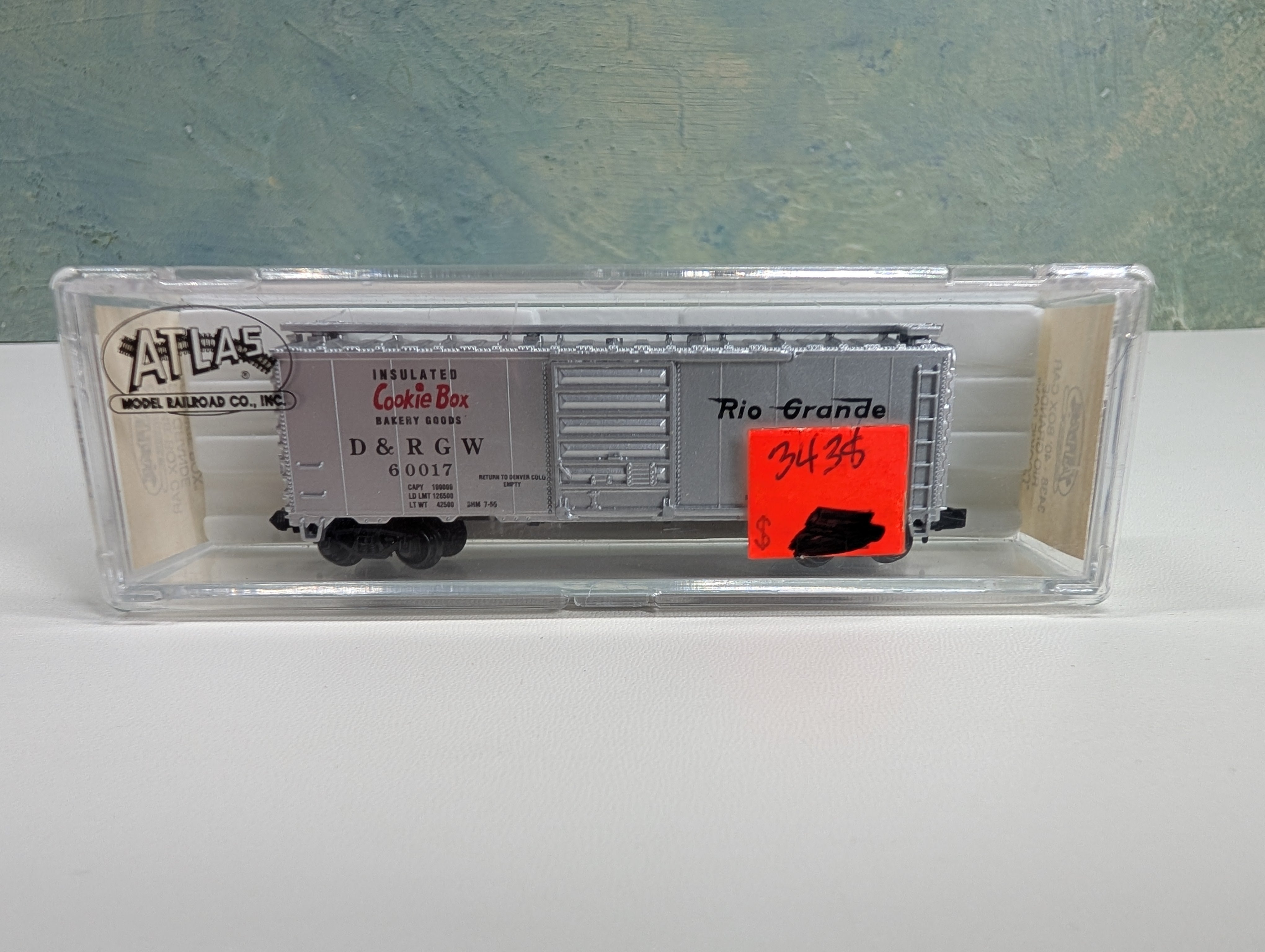 Atlas 3438 N Scale 40' Box Car Rio Grande D&RGW #60017 Cookie Box