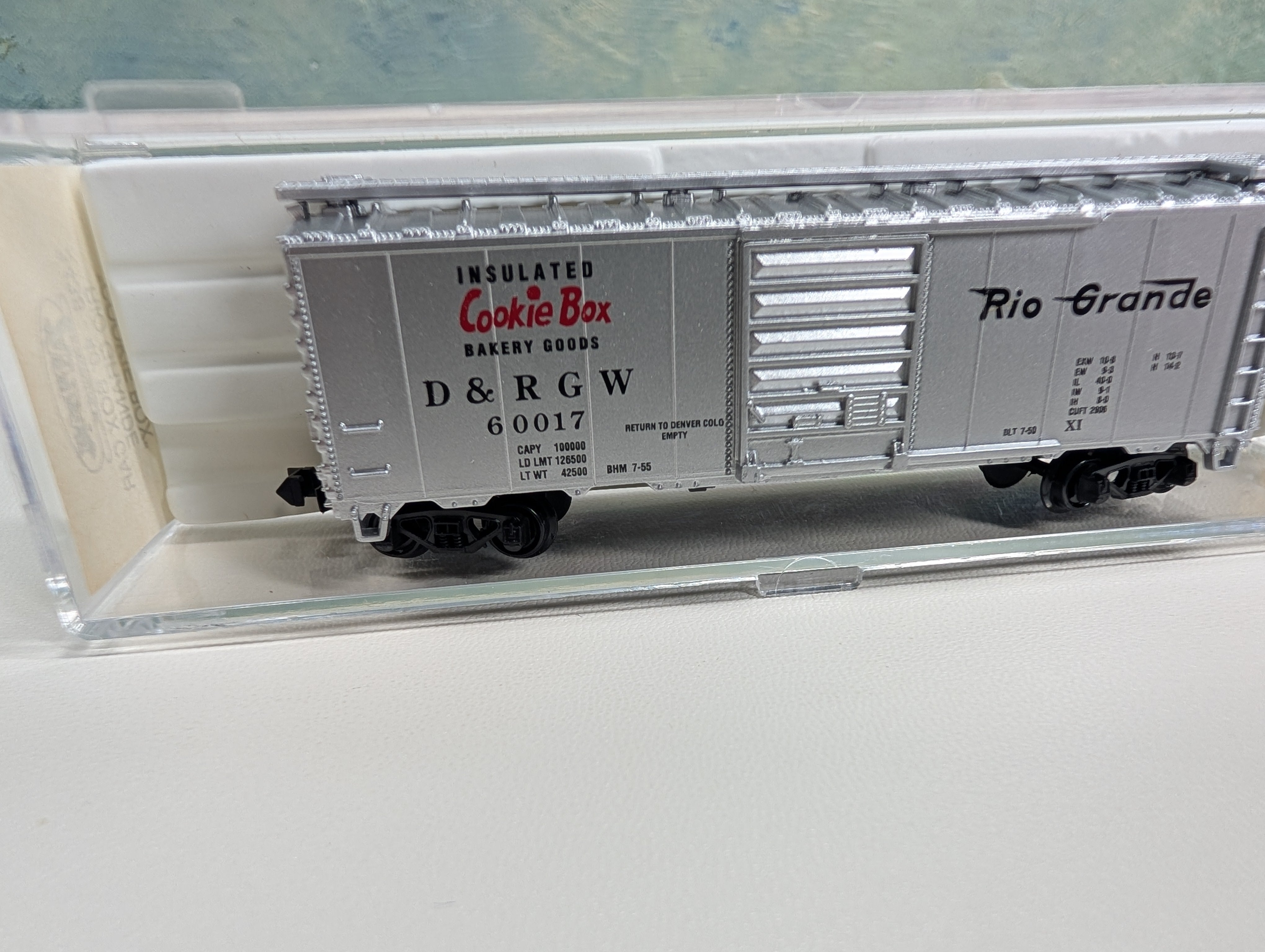 Atlas 3438 N Scale 40' Box Car Rio Grande D&RGW #60017 Cookie Box