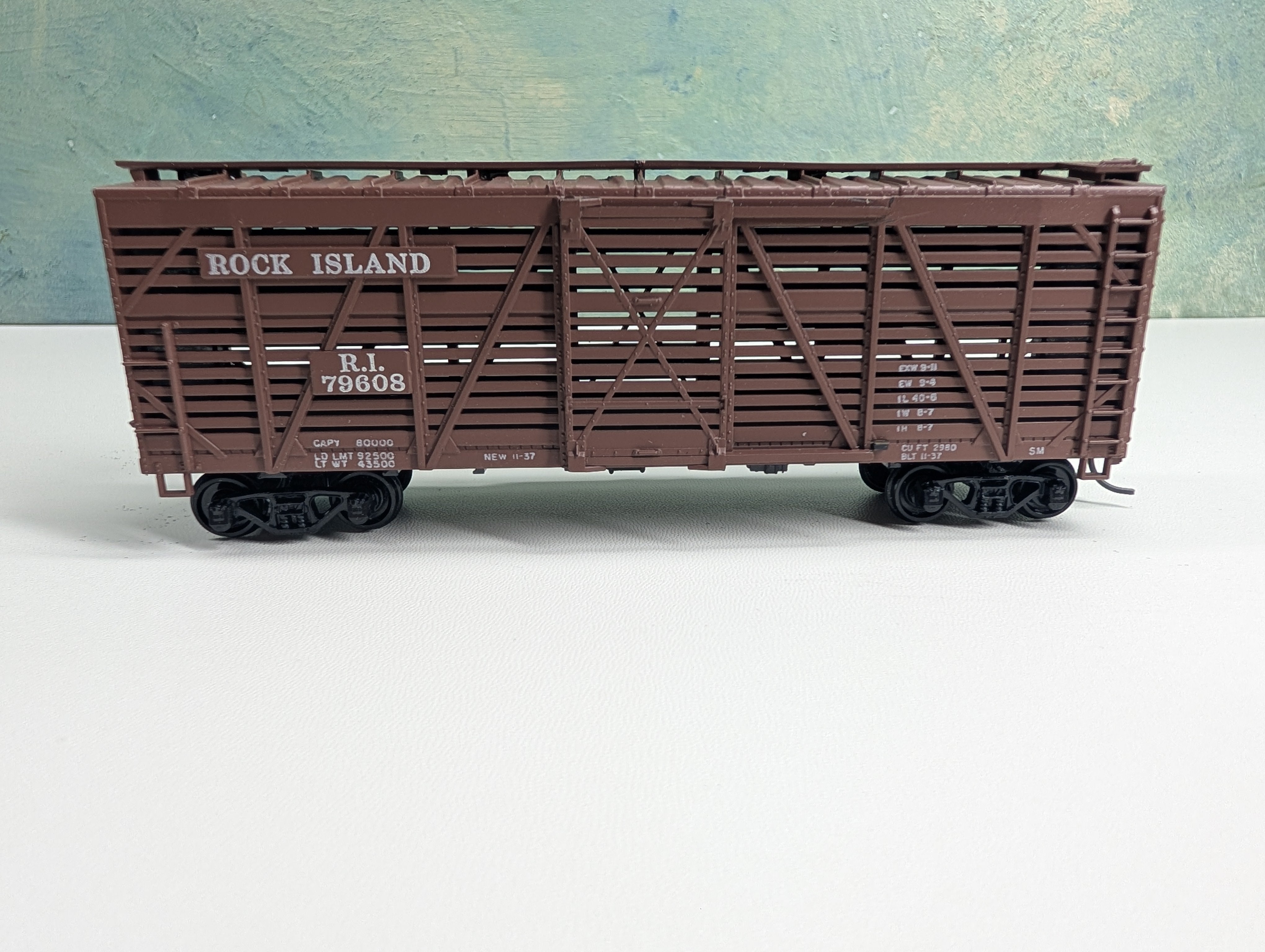 USED Athearn HO Scale 40' Stock Car Rock Island RI #79608