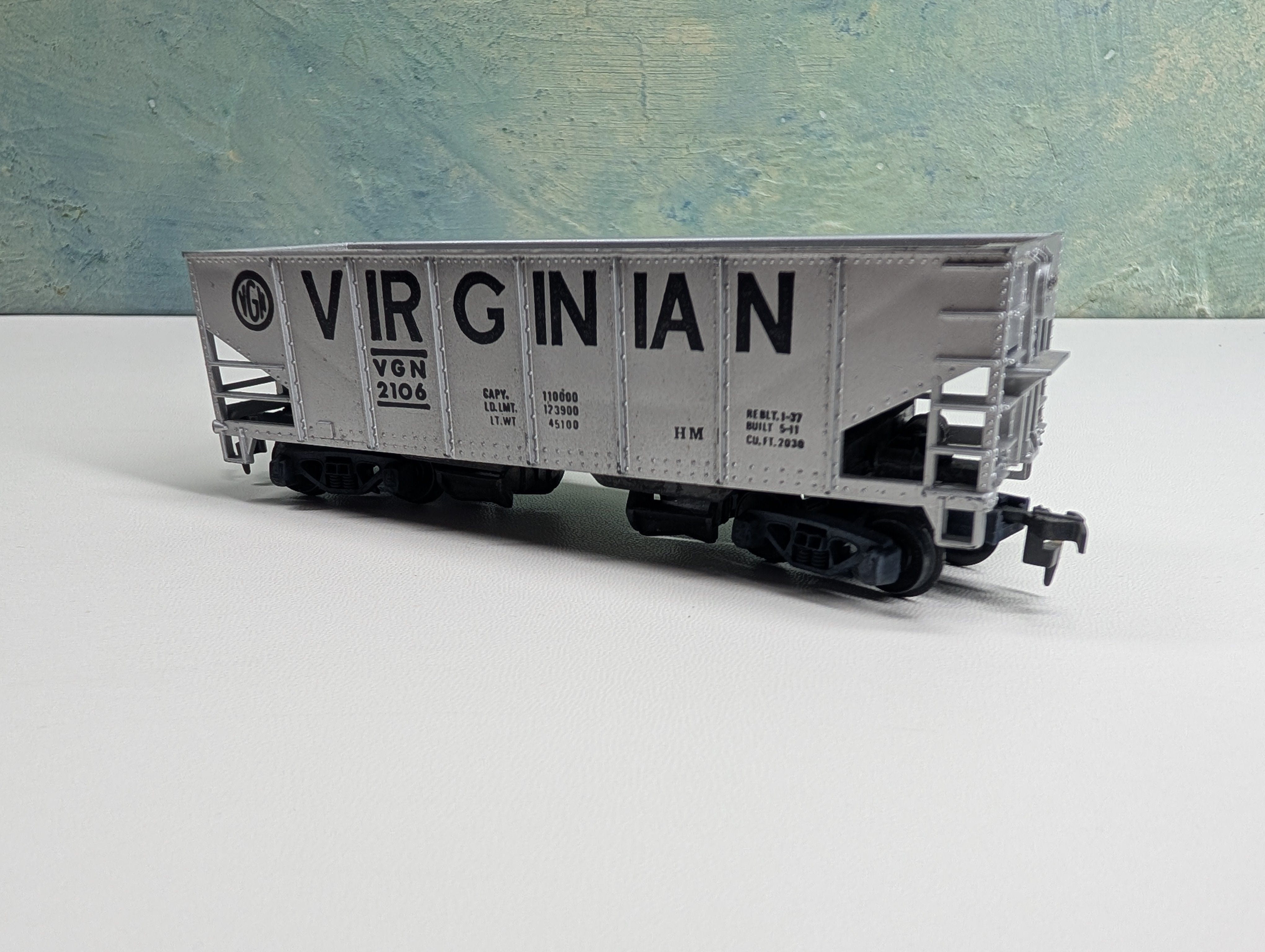 USED Tyco HO Scale Operating Hopper Virginian VGN #2106