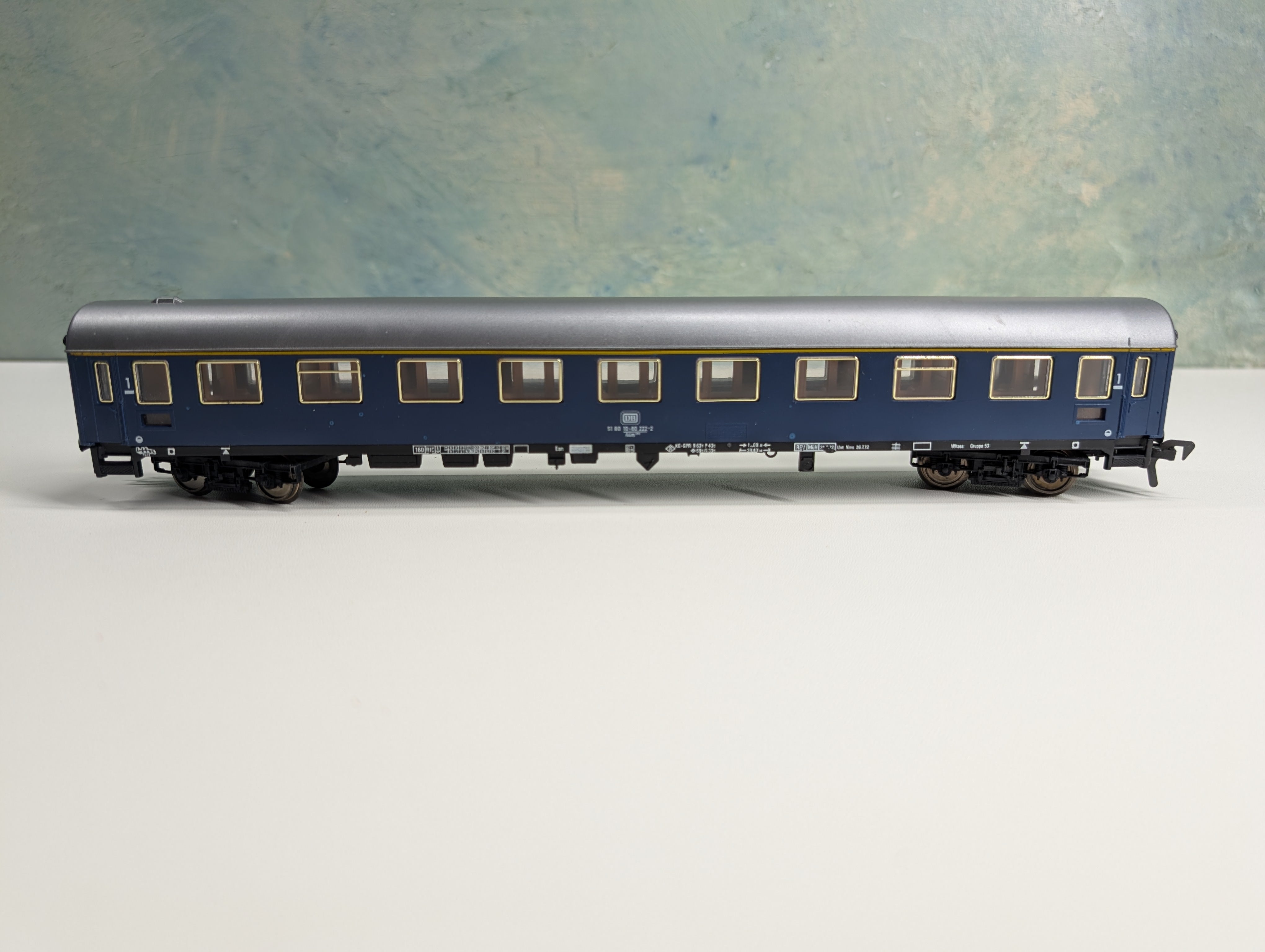 USED Fleischmann 5104 HO Scale Blue Coach Passenger Car #DB 518010-80-222-2