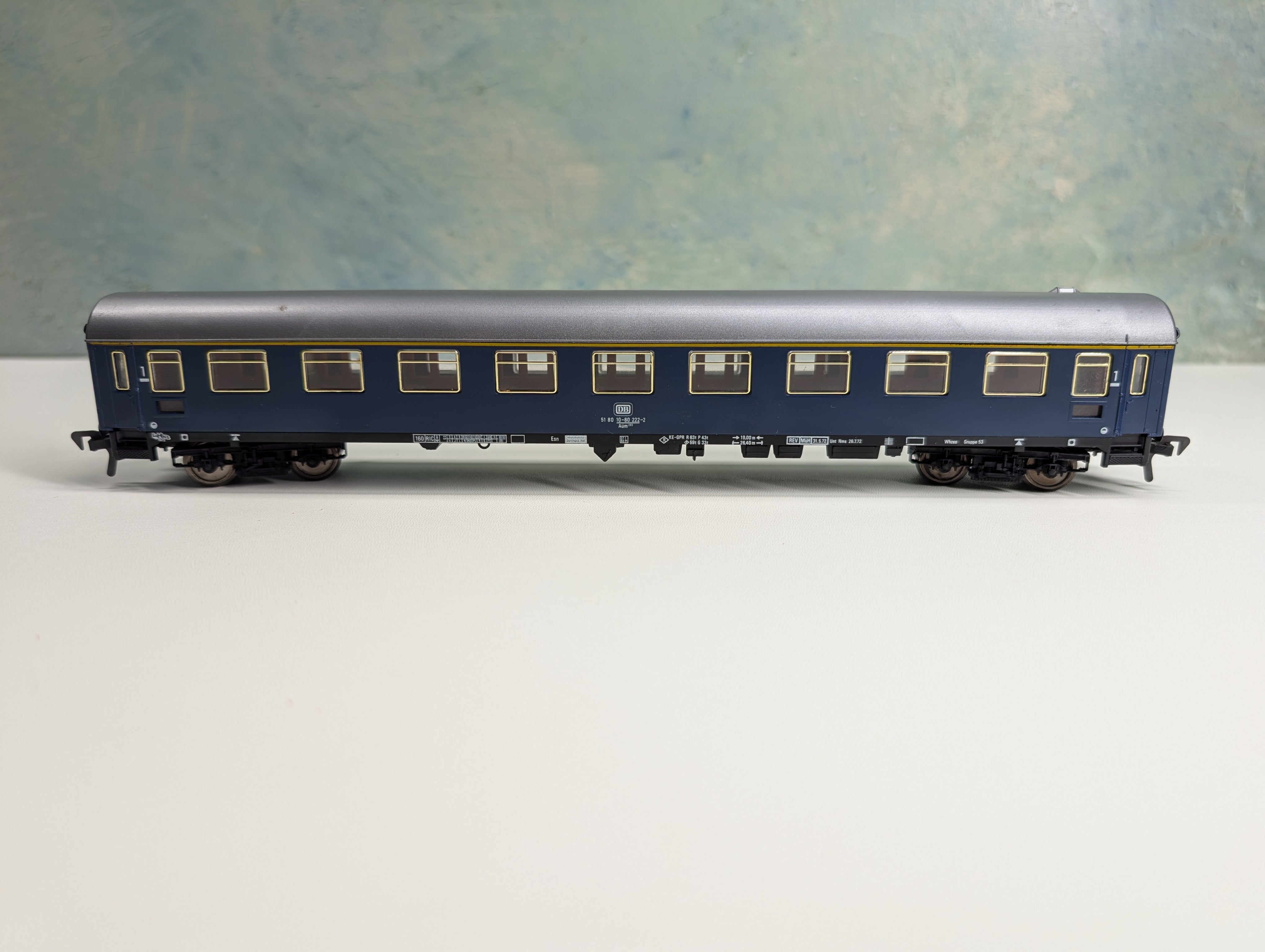 USED Fleischmann 5104 HO Scale Blue Coach Passenger Car #DB 518010-80-222-2