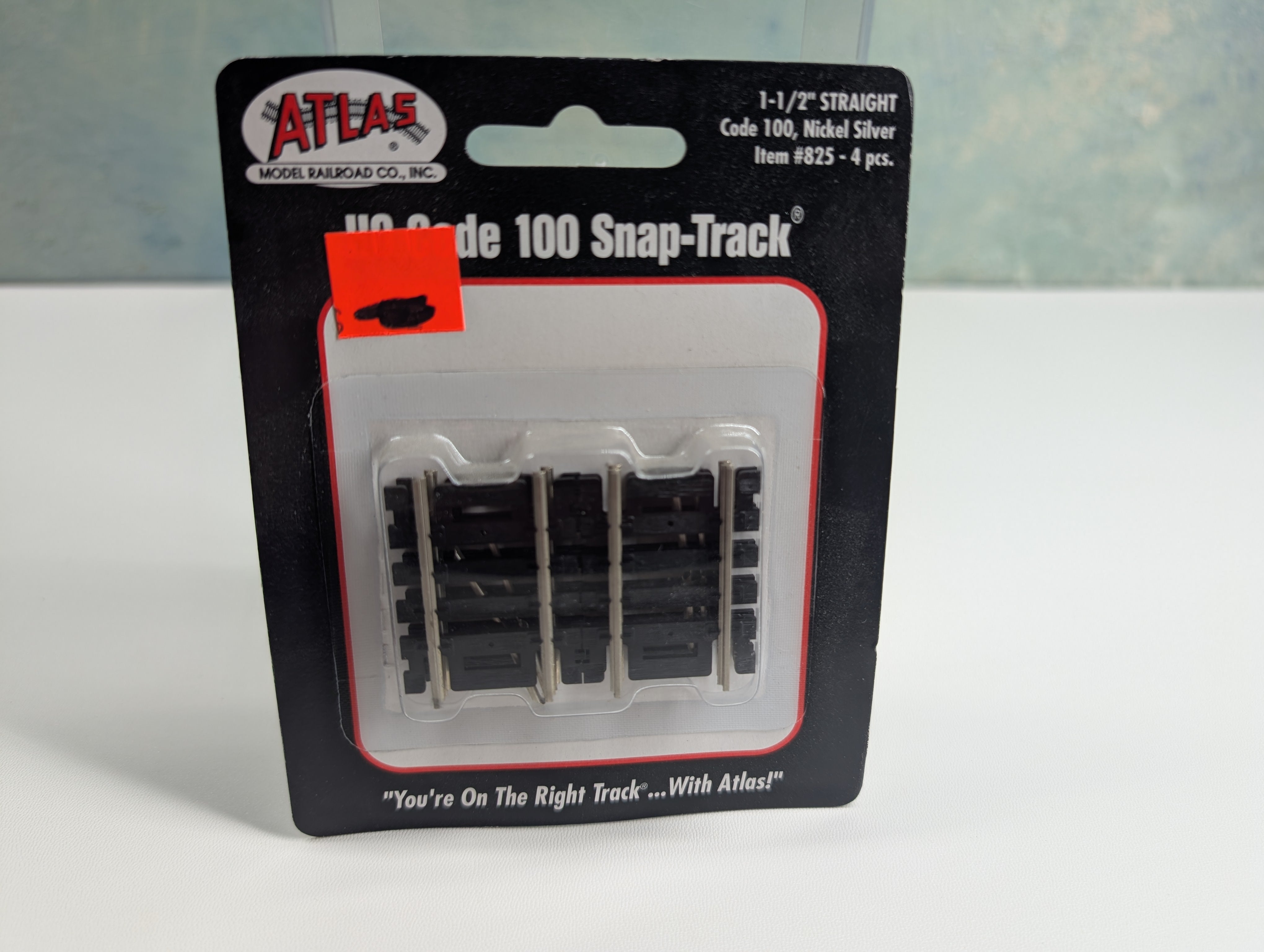 Atlas 825 HO Scale 1 1/2" Straight Track, Code 100 Snap-Track, Nickel Silver (4 pcs)