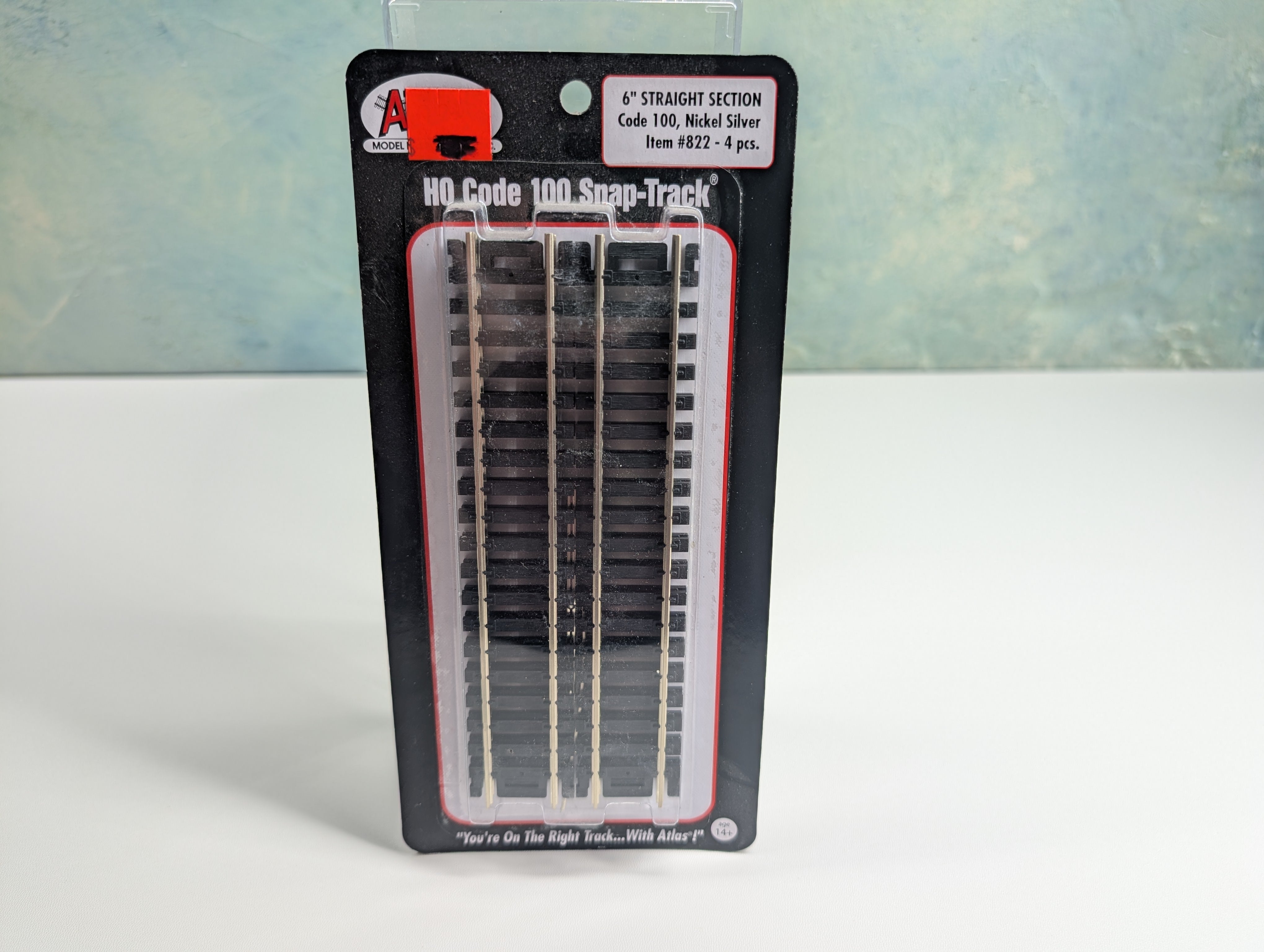 Atlas 822 HO Scale 6" Straight Track, Code 100 Nickel Silver Snap-Track (4 pcs)