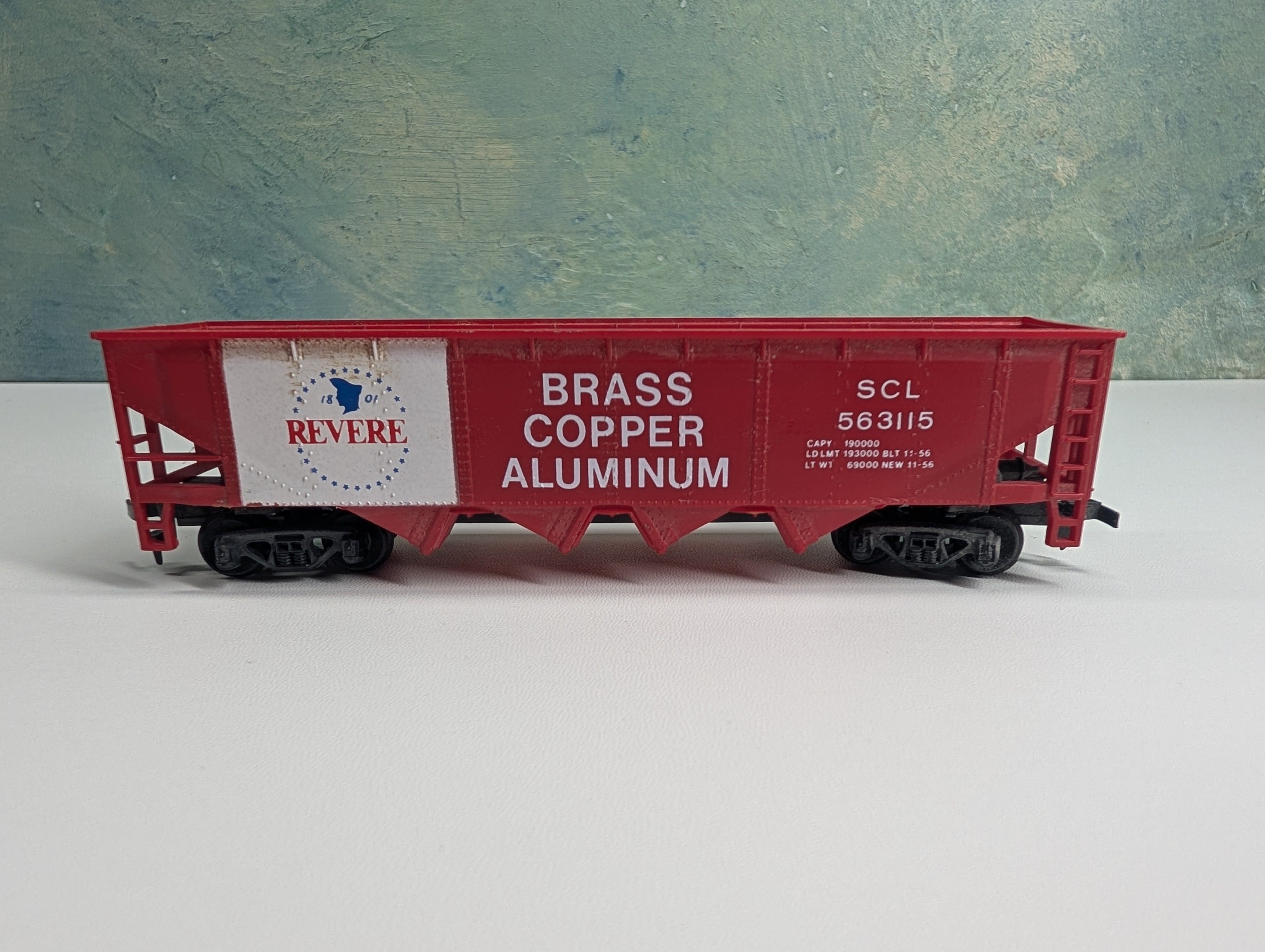 USED Tyco HO Scale 1801 Revere Brass Copper Aluminum Hopper SCL #563115
