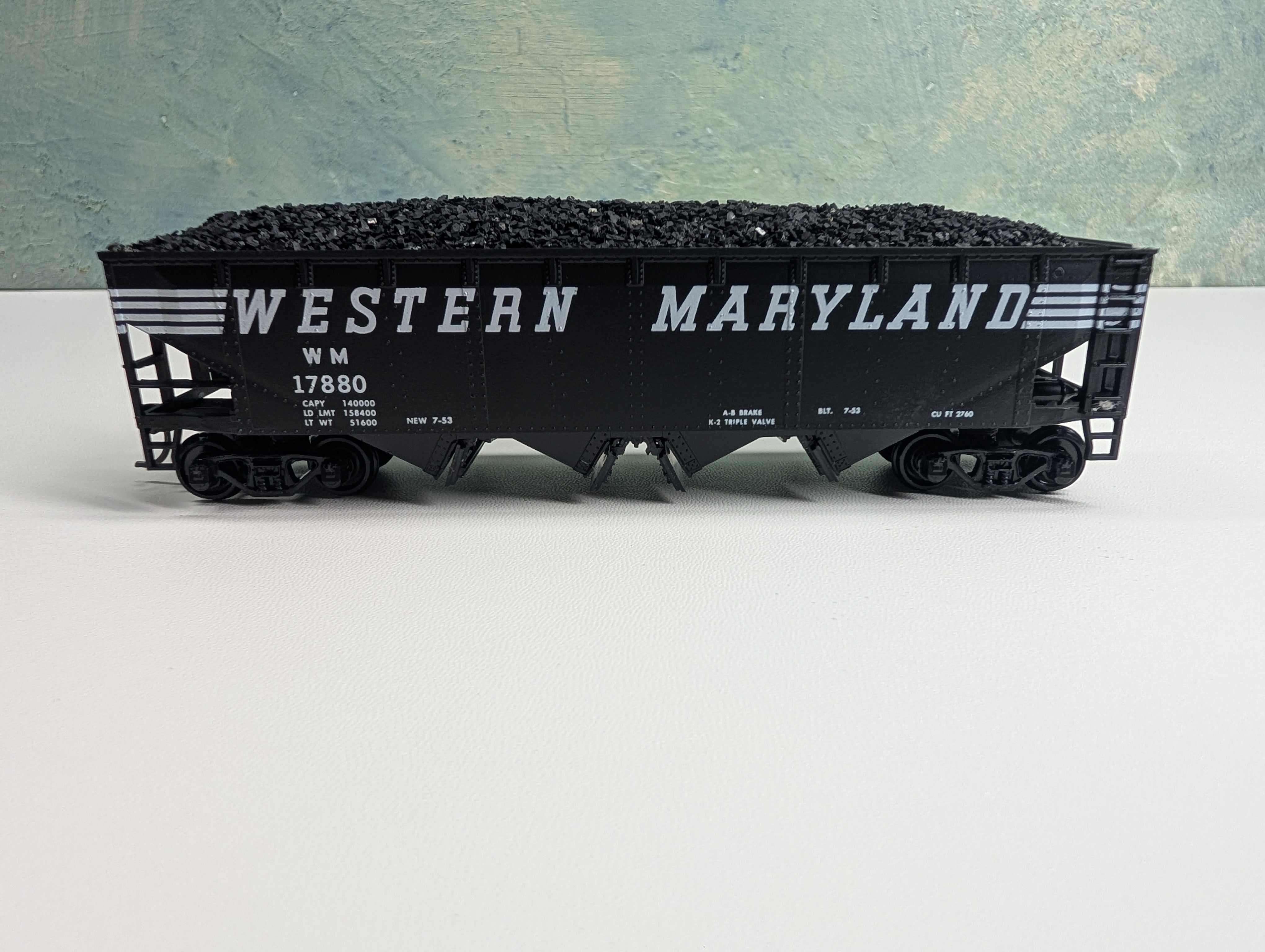 USED Athearn HO Scale Quad Hopper w/ Coal Load Western Maryland WM #17880 Bev-Bel