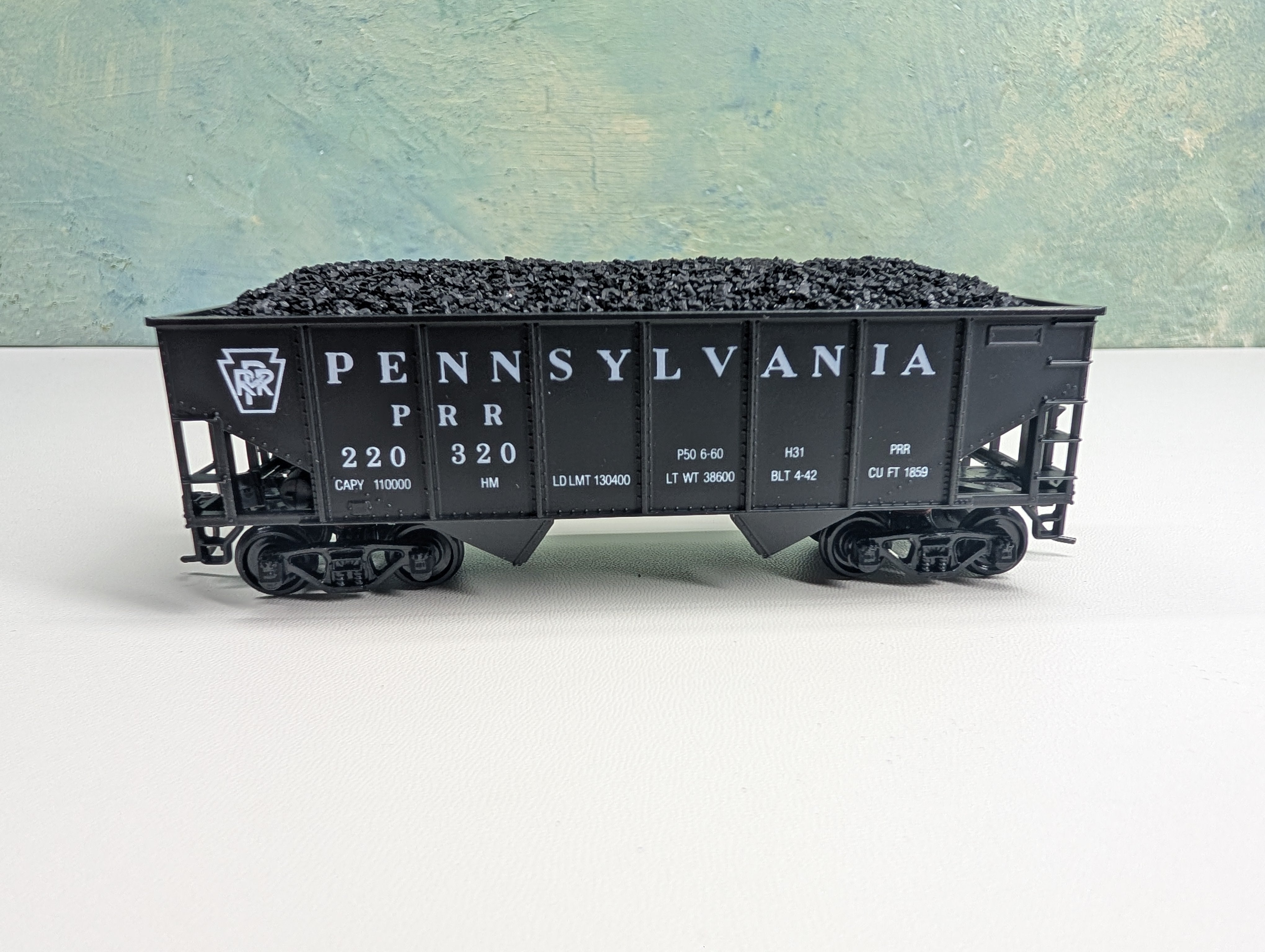 USED Athearn HO Scale 2 Bay Open Hopper w/ Coal Load Pennsylvania PRR #220320 3rd Rail Graphics Custom