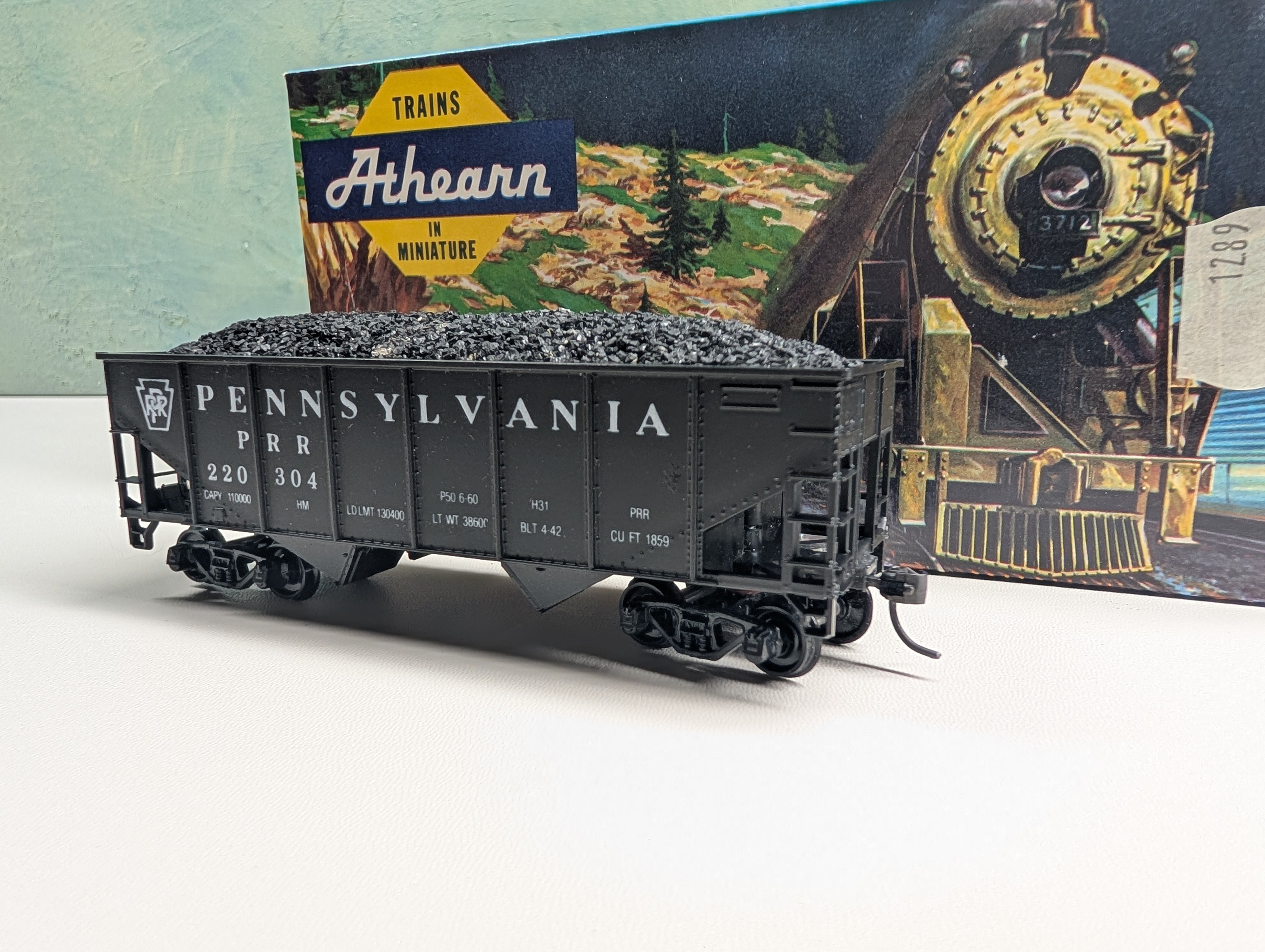 USED Athearn HO Scale 2 Bay Open Hopper w/ Coal Load Pennsylvania PRR #220304 3rd Rail Graphics Custom