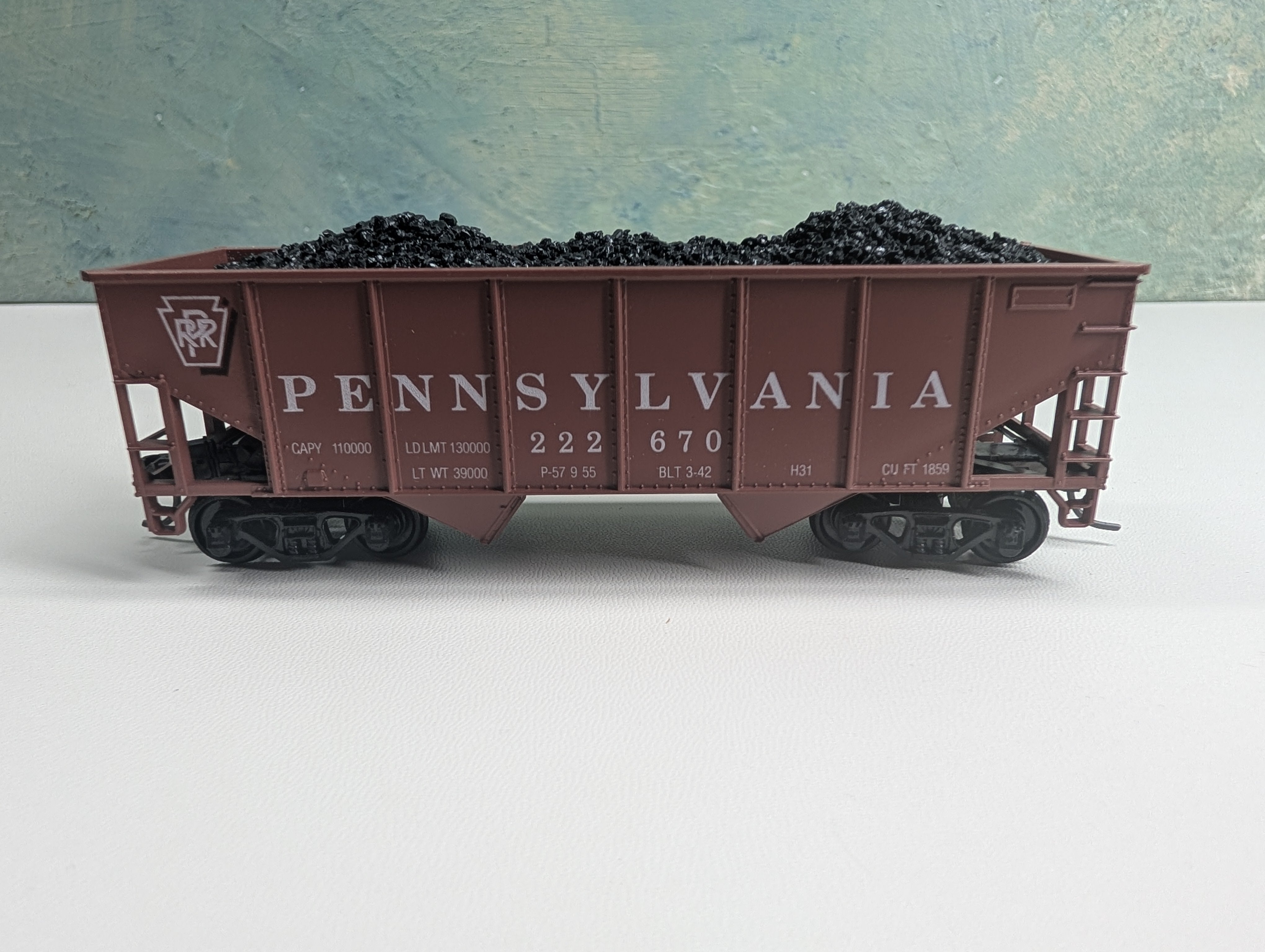 USED Athearn HO Scale H31 Hopper w/ Coal Load Pennsylvania PRR #222670 3rd Rail Graphics Custom