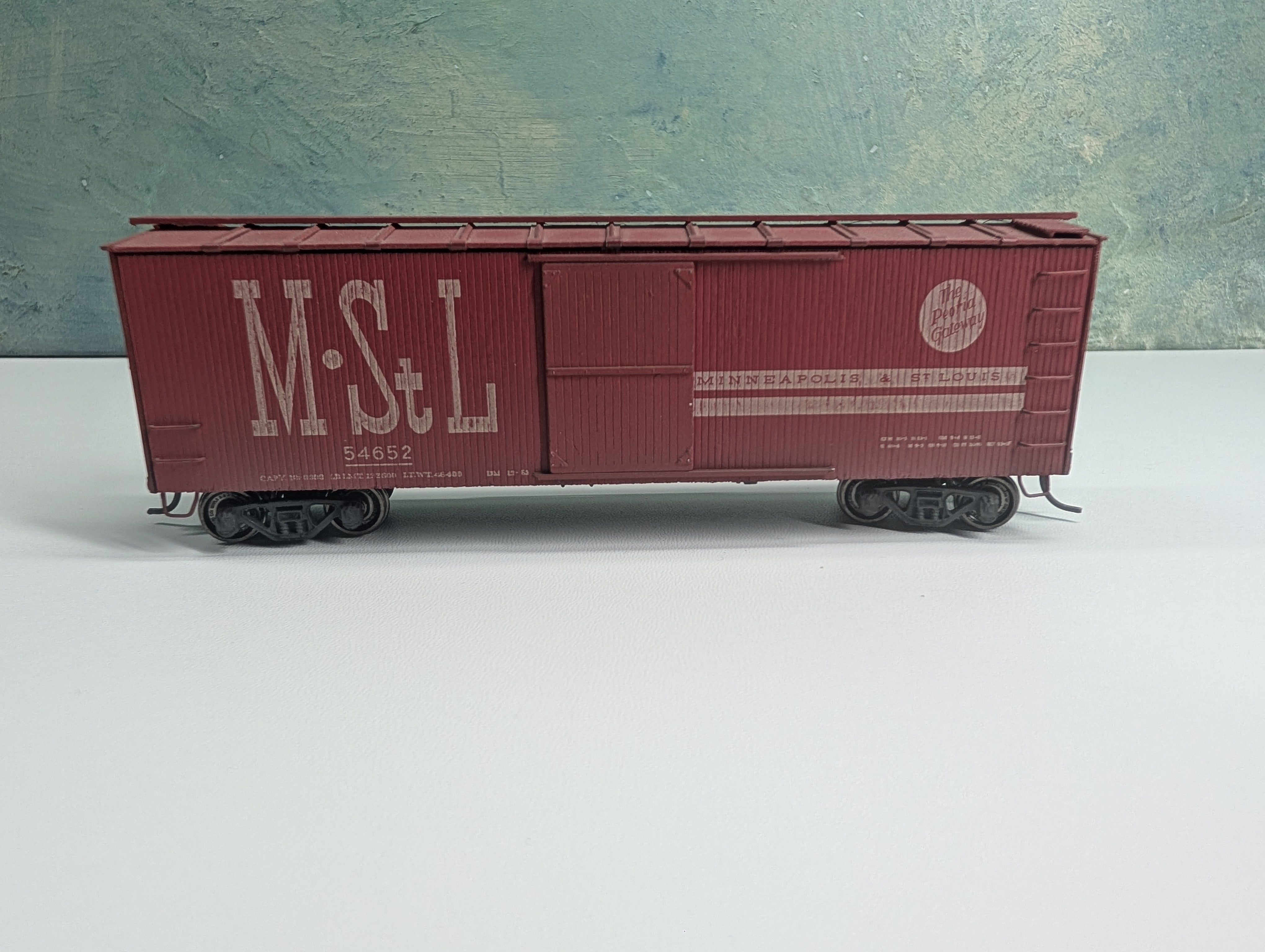 USED HO Scale Real Wood Wooden Box Car MStL #54652 Metal Wheels, Weathered