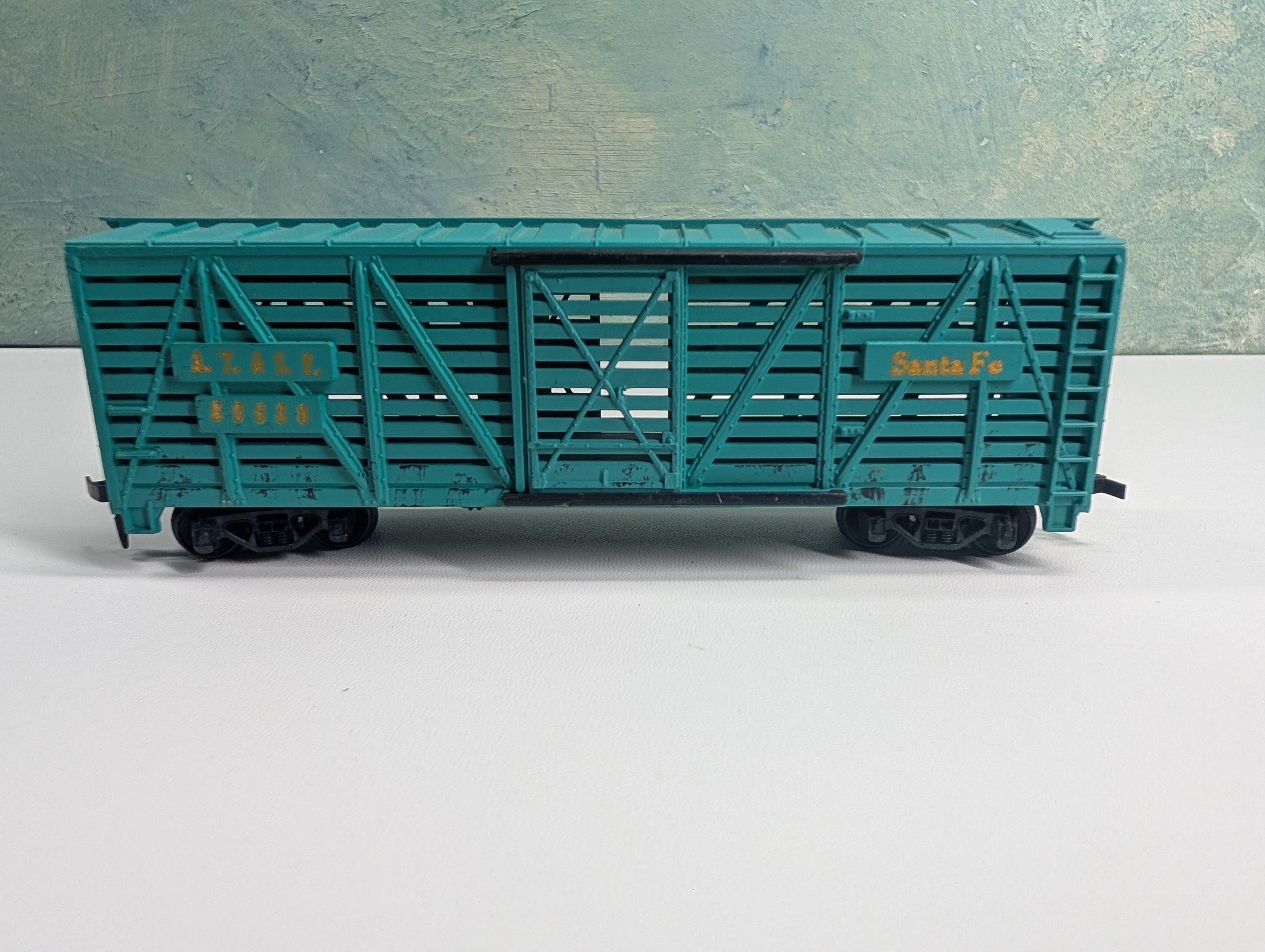 USED Tyco HO Scale Cattle Stock Car Santa Fe ATSF #80680