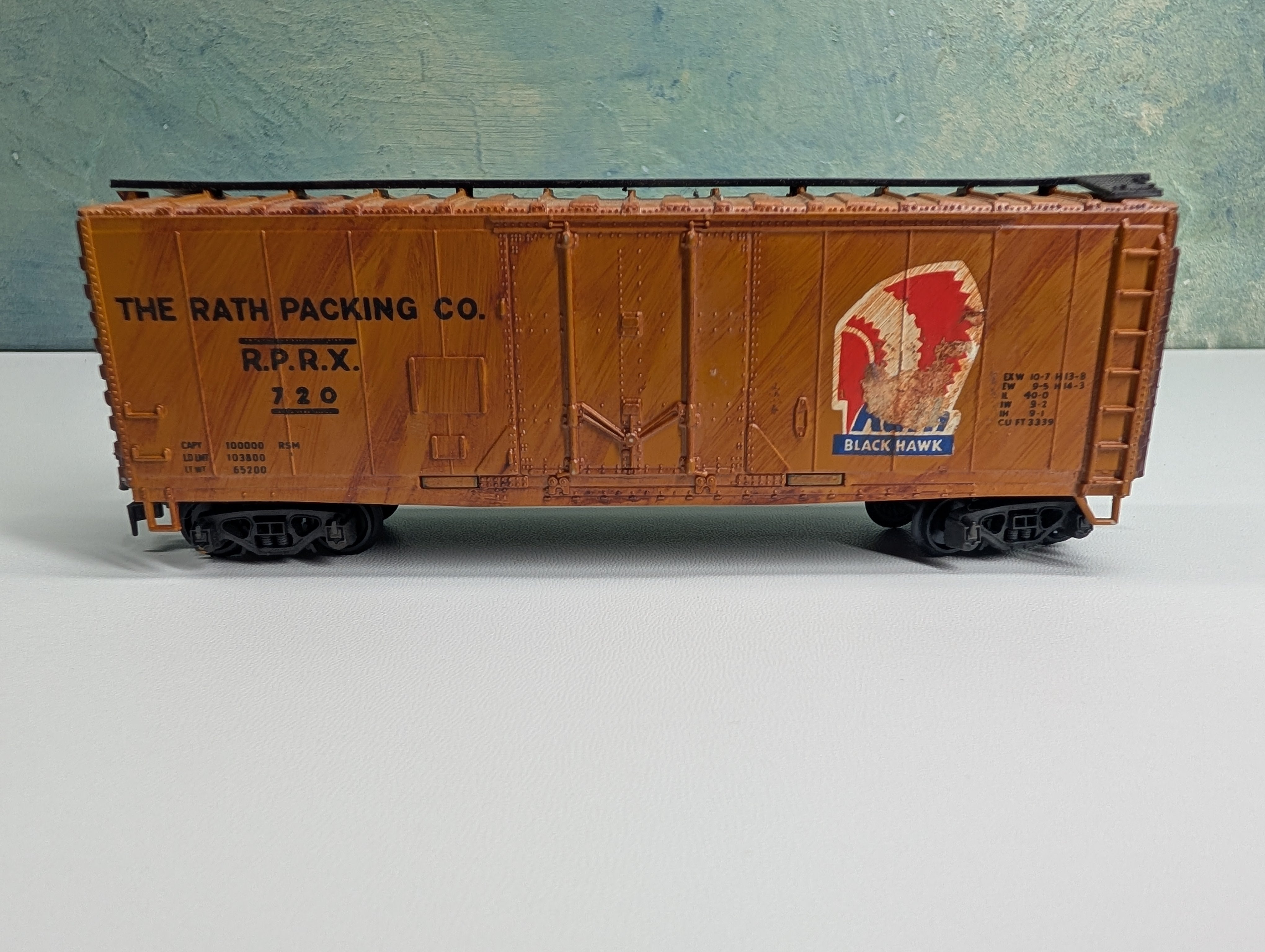 USED HO Scale Weathered 40' Box Car Rath Packing CO RPRX #720
