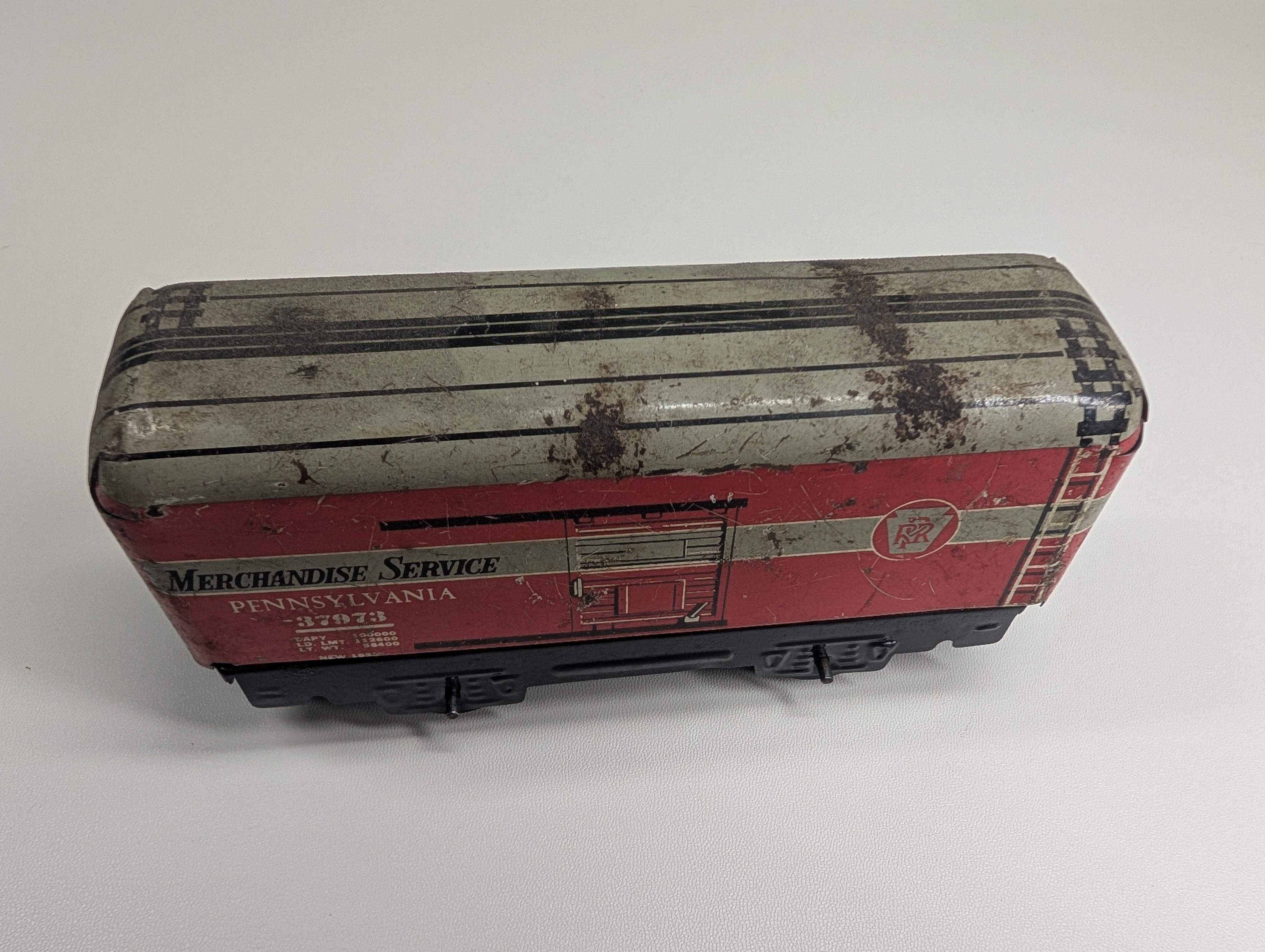 USED Marx O Tin Merchandise Service Car Pennsylvania #37973 Rough Vintage