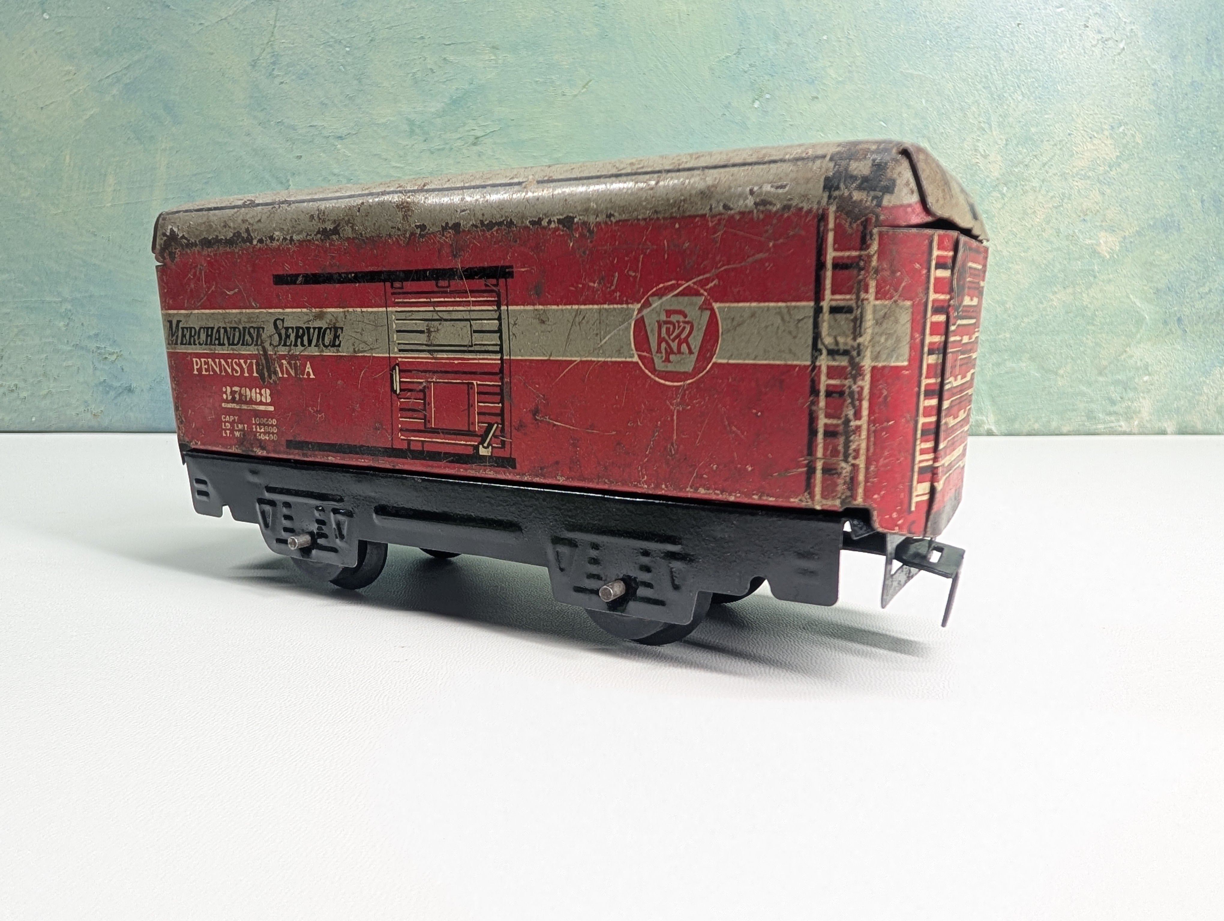 USED Marx O Tin Merchandise Service Car Pennsylvania #37968 Rough Vintage