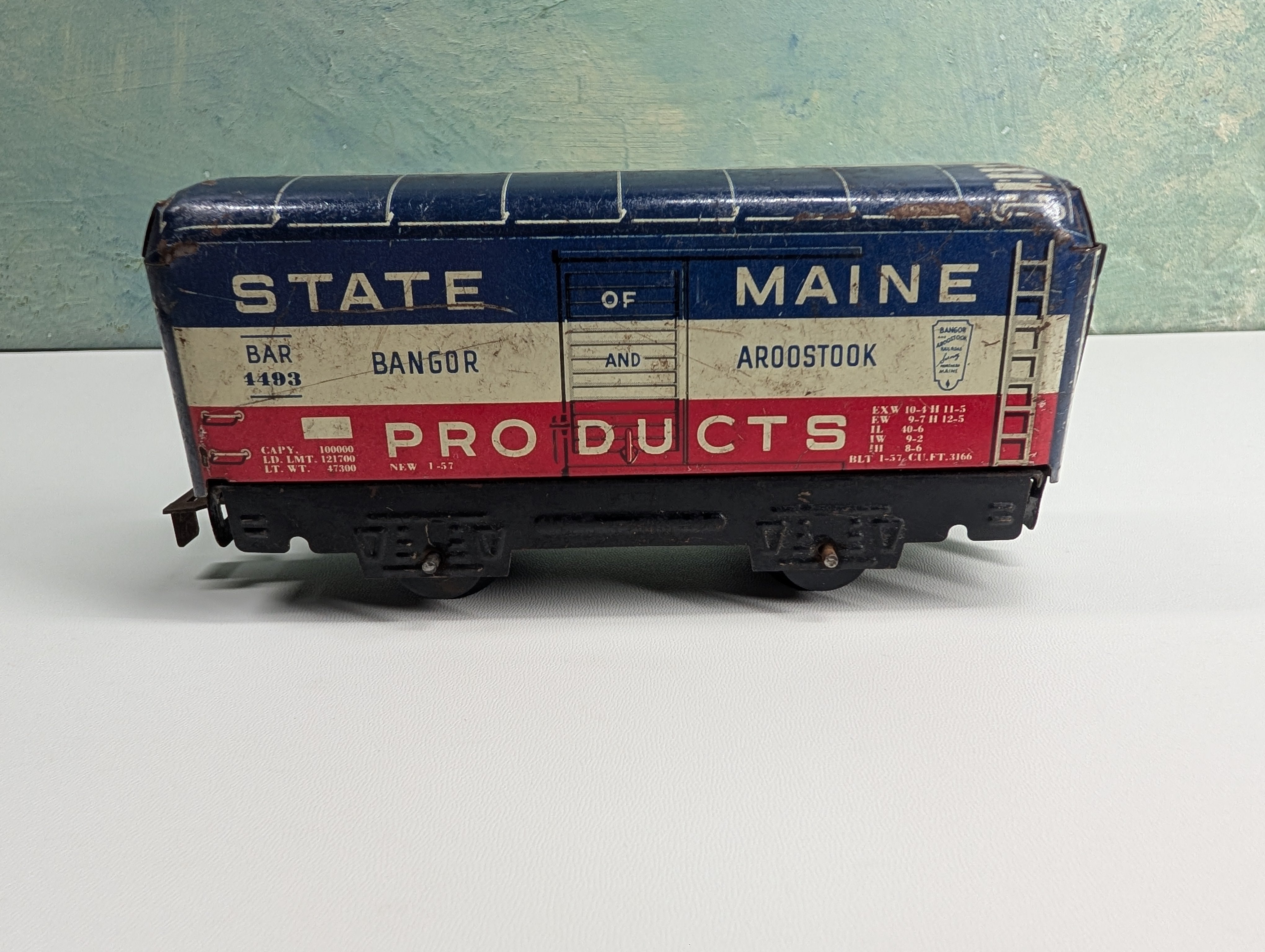 USED Marx O Box Car Bangor and Aroostook BAR #4493