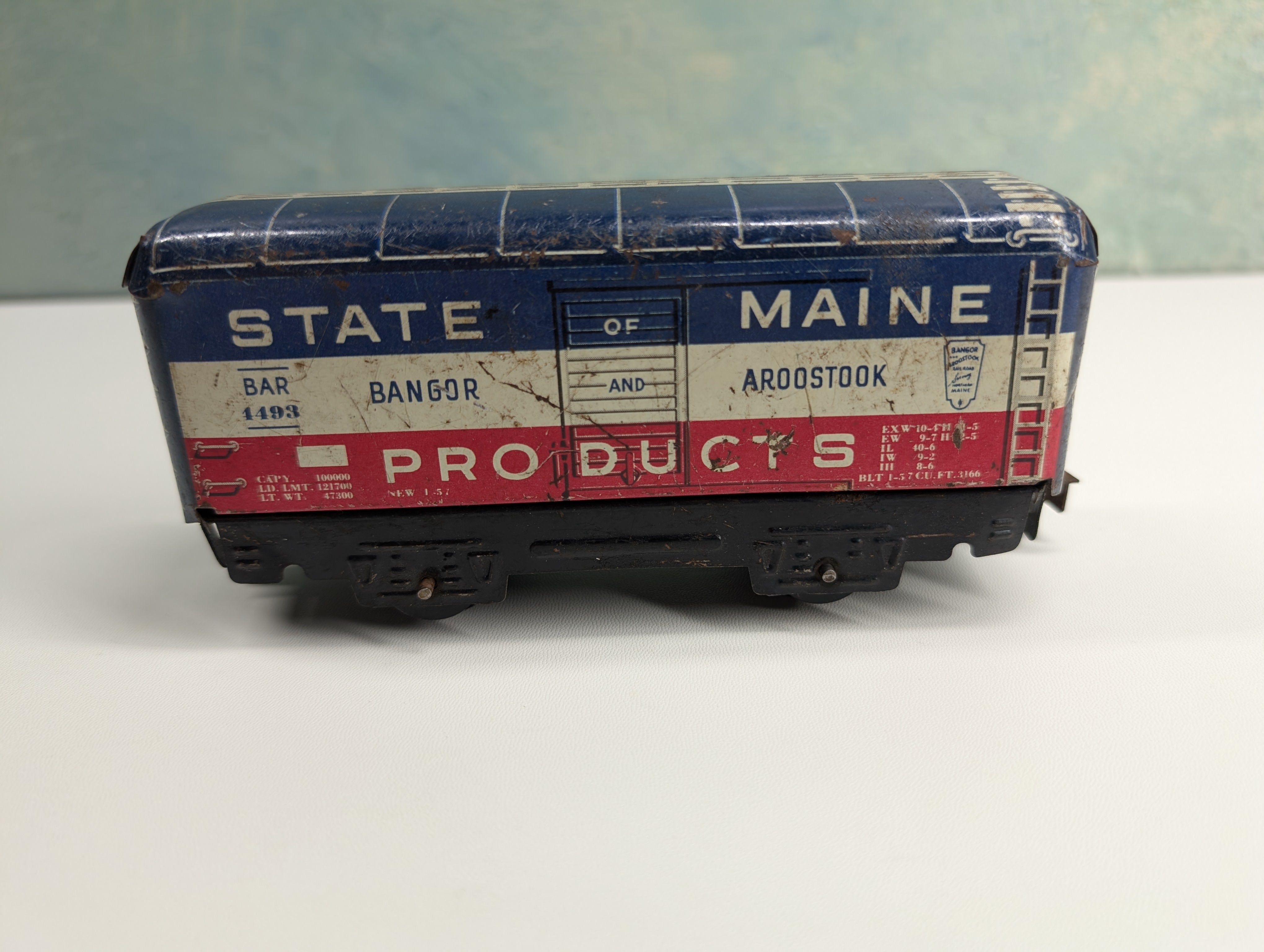 USED Marx O Box Car Bangor and Aroostook BAR #4493