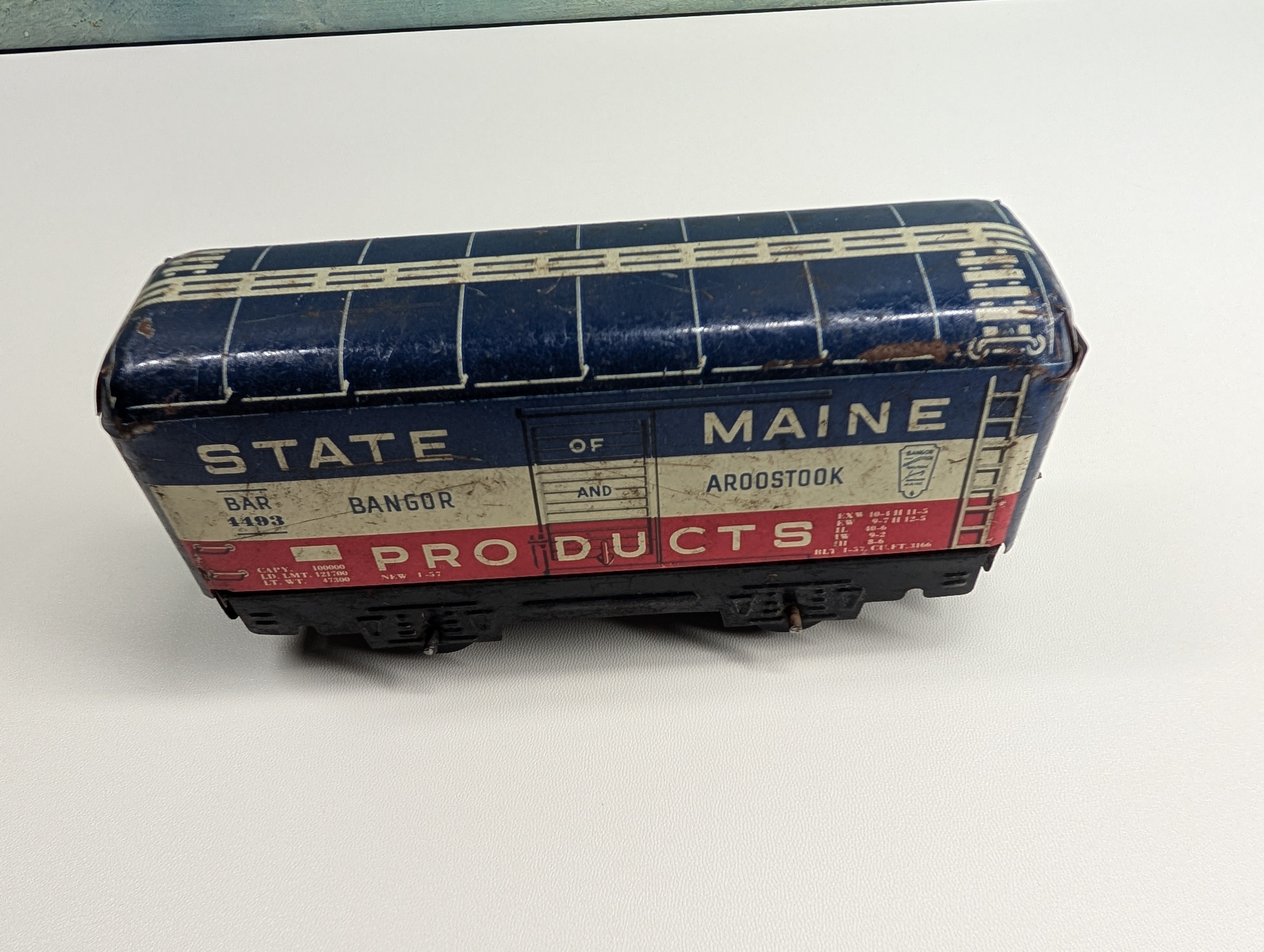 USED Marx O Box Car Bangor and Aroostook BAR #4493