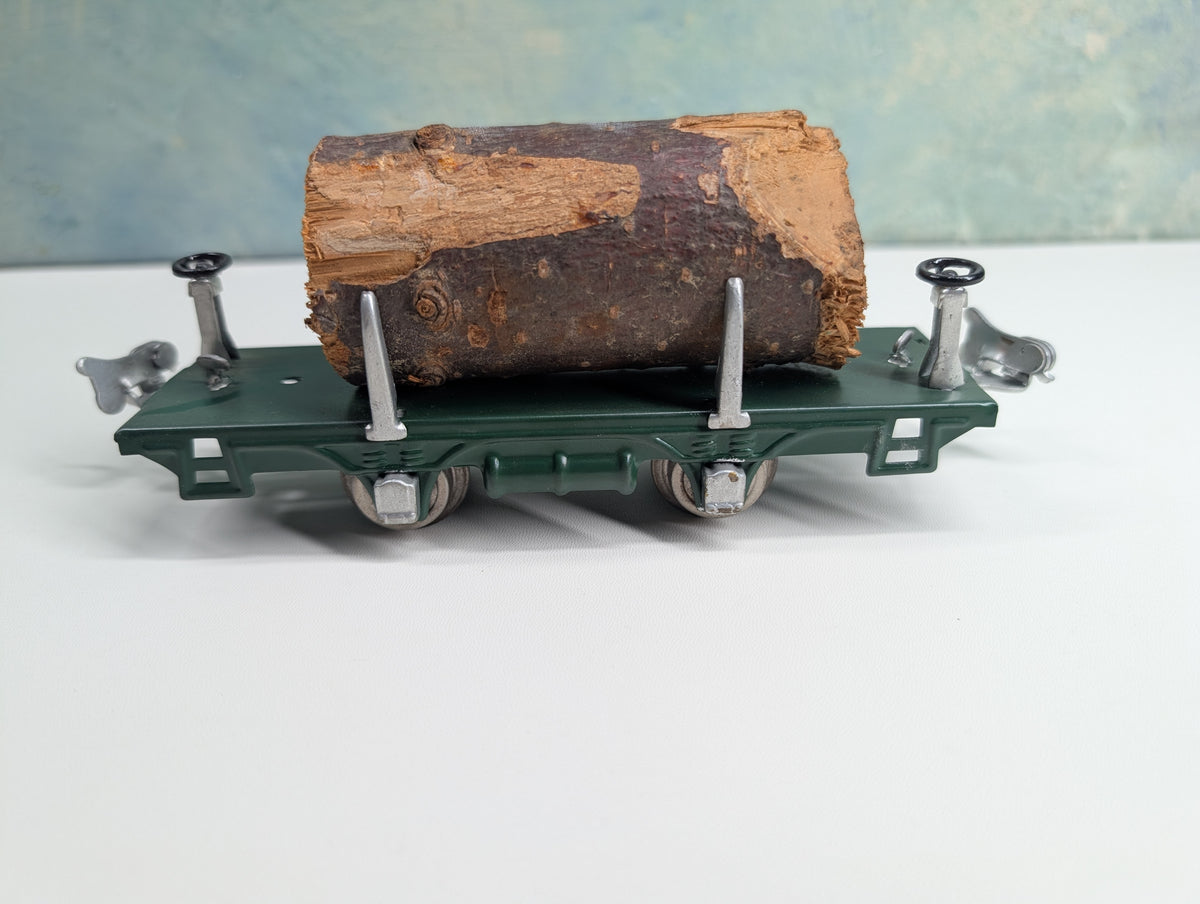 USED Lionel 831 O Flat Cart w/ Lumber Load, Tin Green