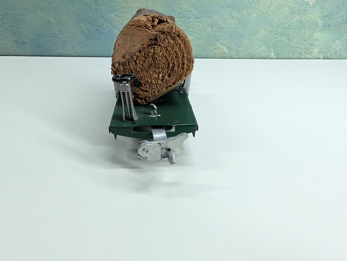 USED Lionel 831 O Flat Cart w/ Lumber Load, Tin Green