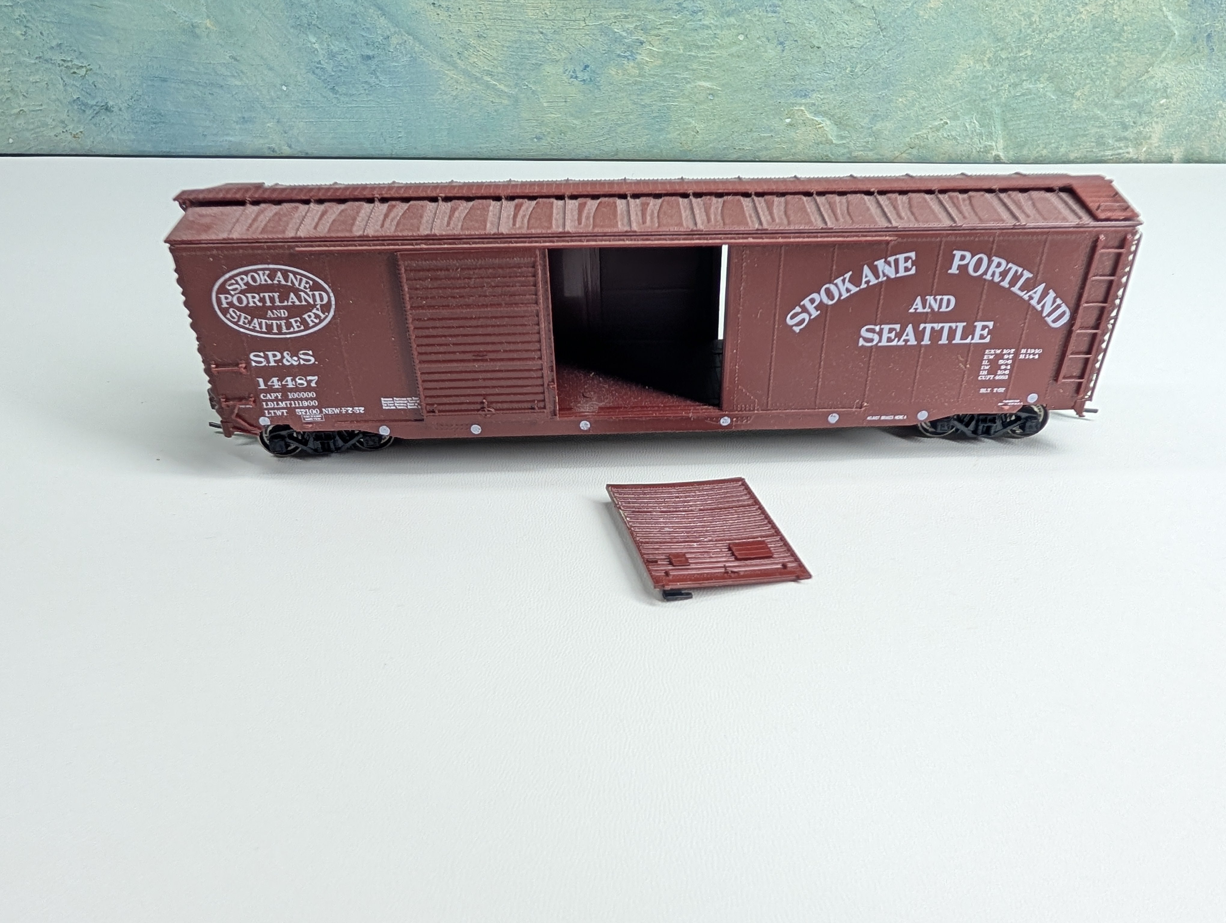 USED HO Scale 50' DD Box Car Spokane, Portland and Seattle SP&S #14487 Metal Wheels