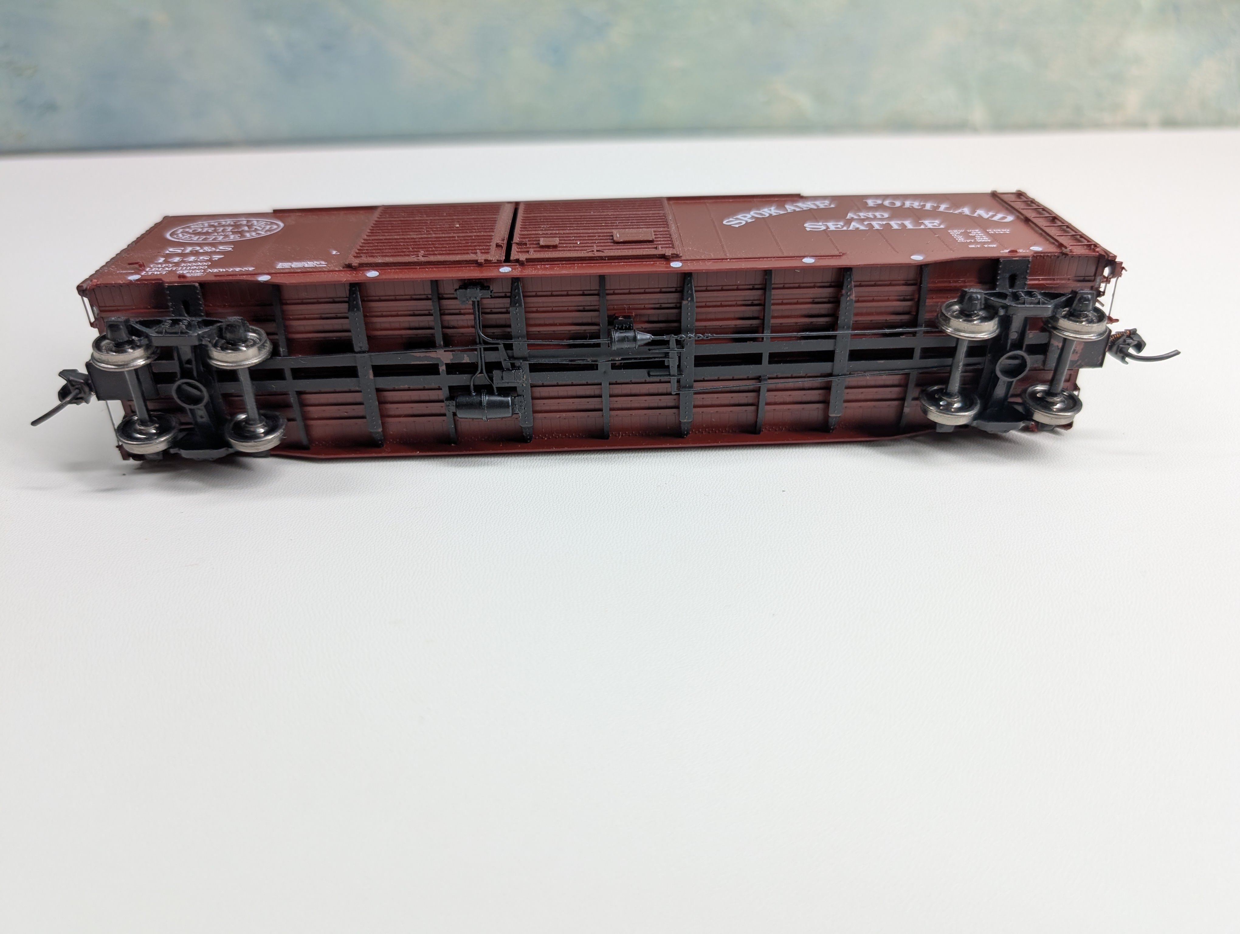 USED HO Scale 50' DD Box Car Spokane, Portland and Seattle SP&S #14487 Metal Wheels