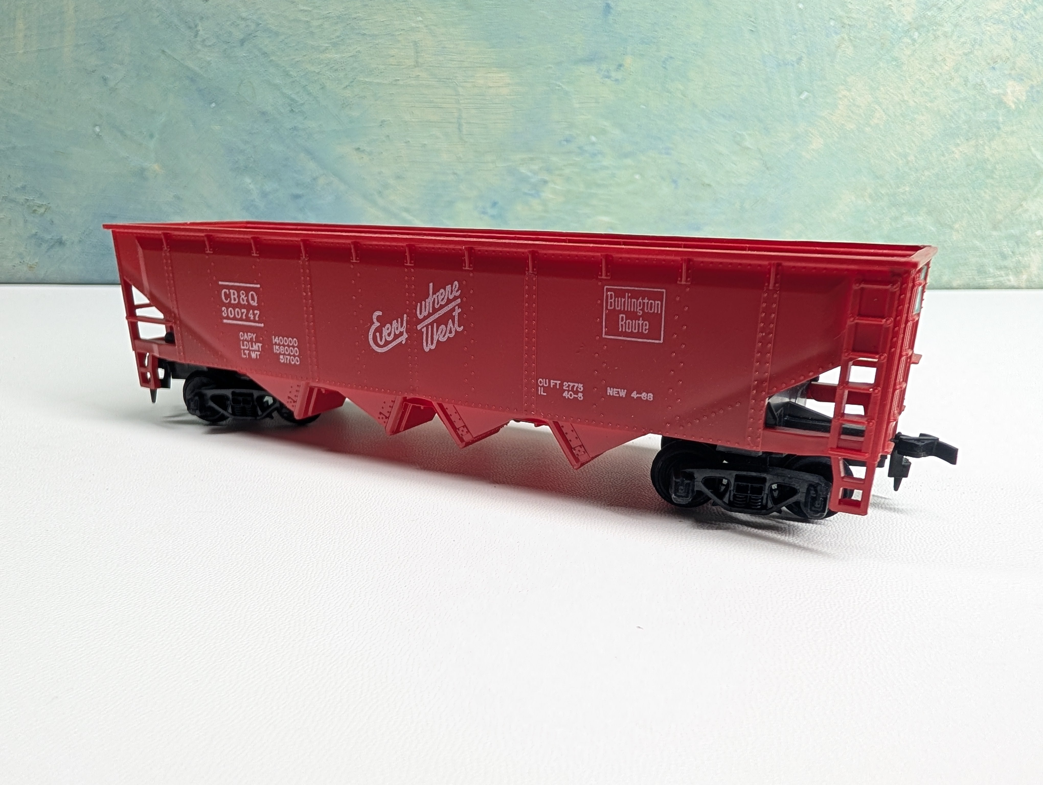 USED Tyco HO Scale Quad Hopper CB&Q #300747