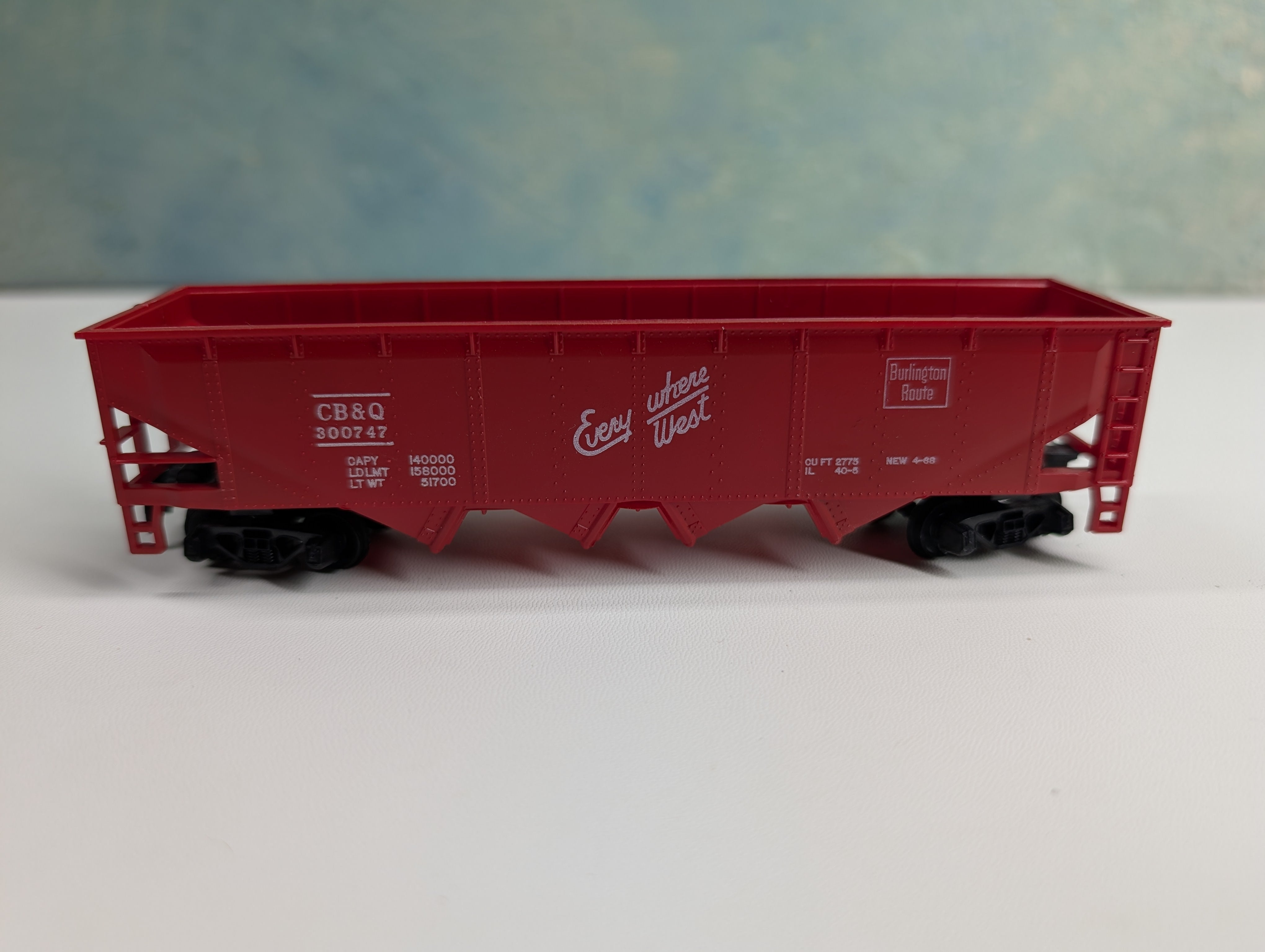 USED Tyco HO Scale Quad Hopper CB&Q #300747