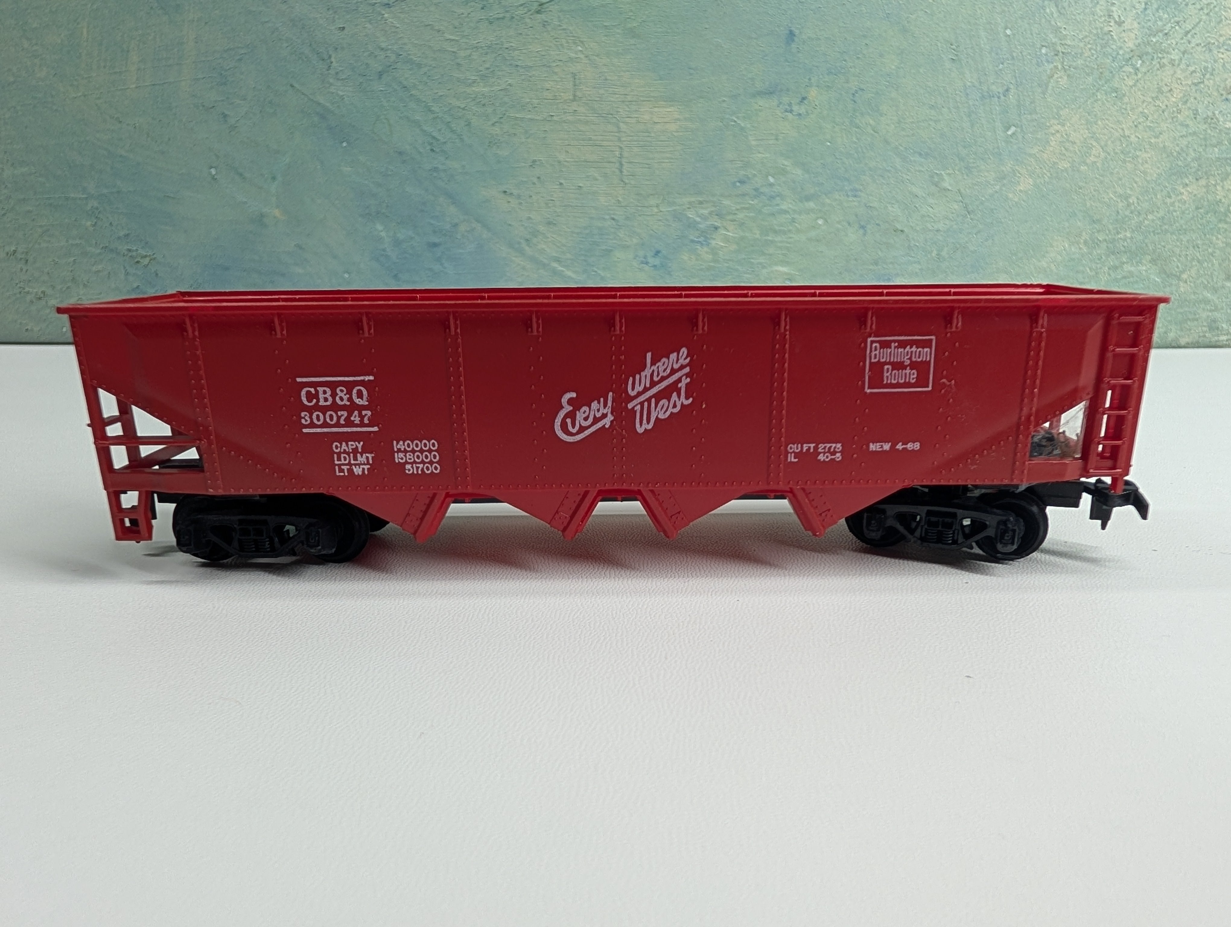 USED Tyco HO Scale Quad Hopper CB&Q #300747