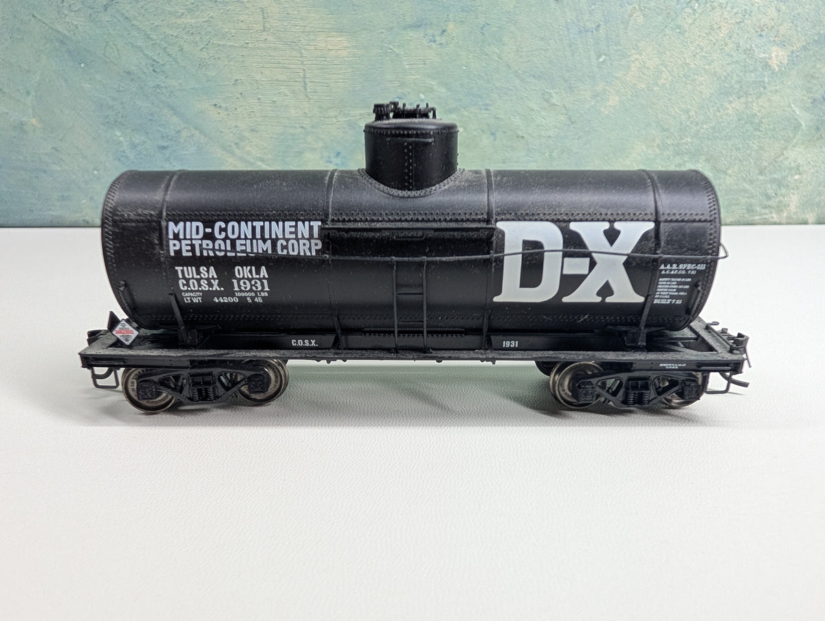 USED Life-Like HO Scale Single Dome Tank Car Mid-Continent Petroleum Corp D-X COSX #1931 Metal Wheels, Proto2000