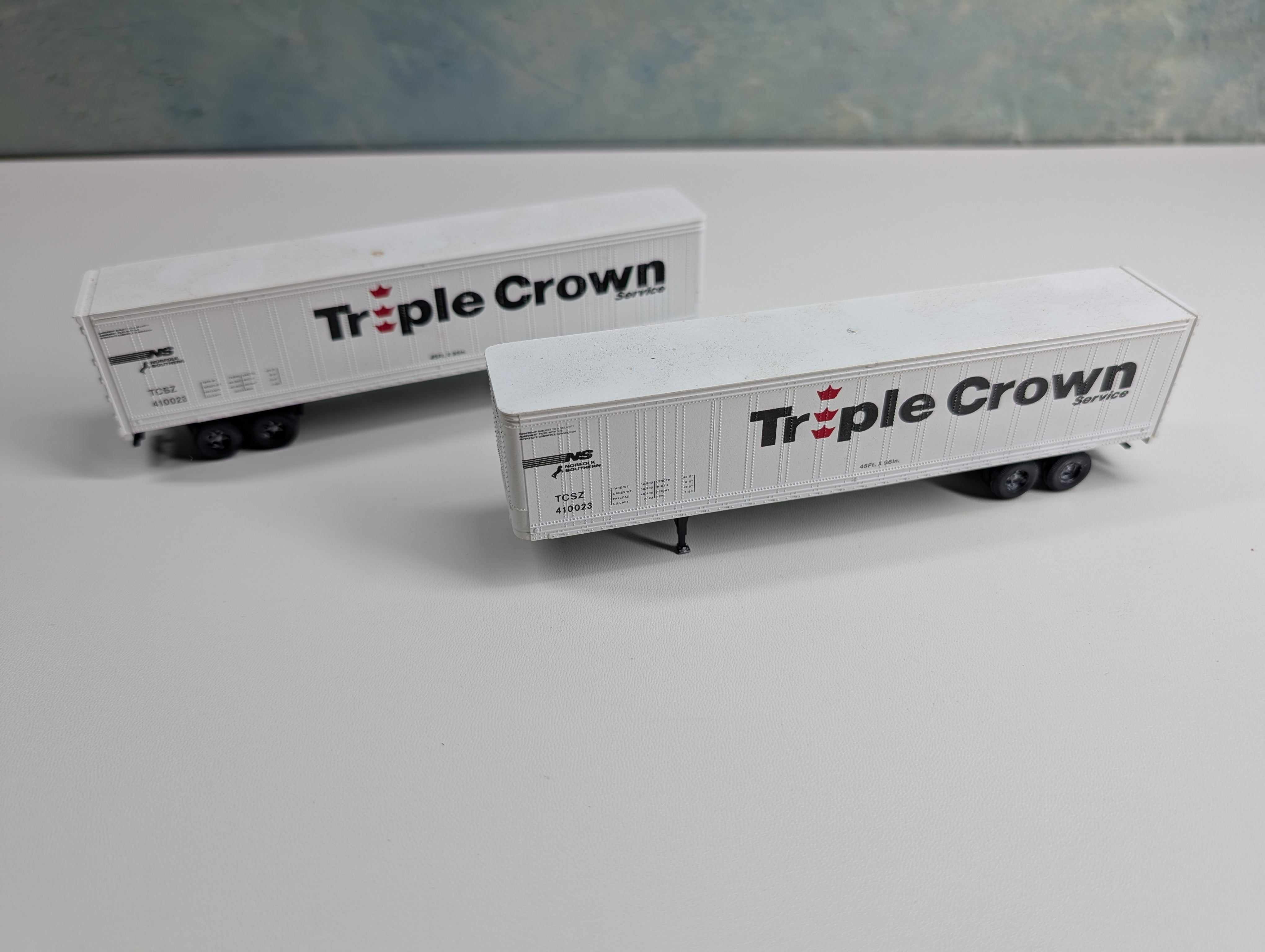 USED Athearn HO Scale Pair of 45' Trailers Norfolk Southern TCSZ #410023 Triple Crown