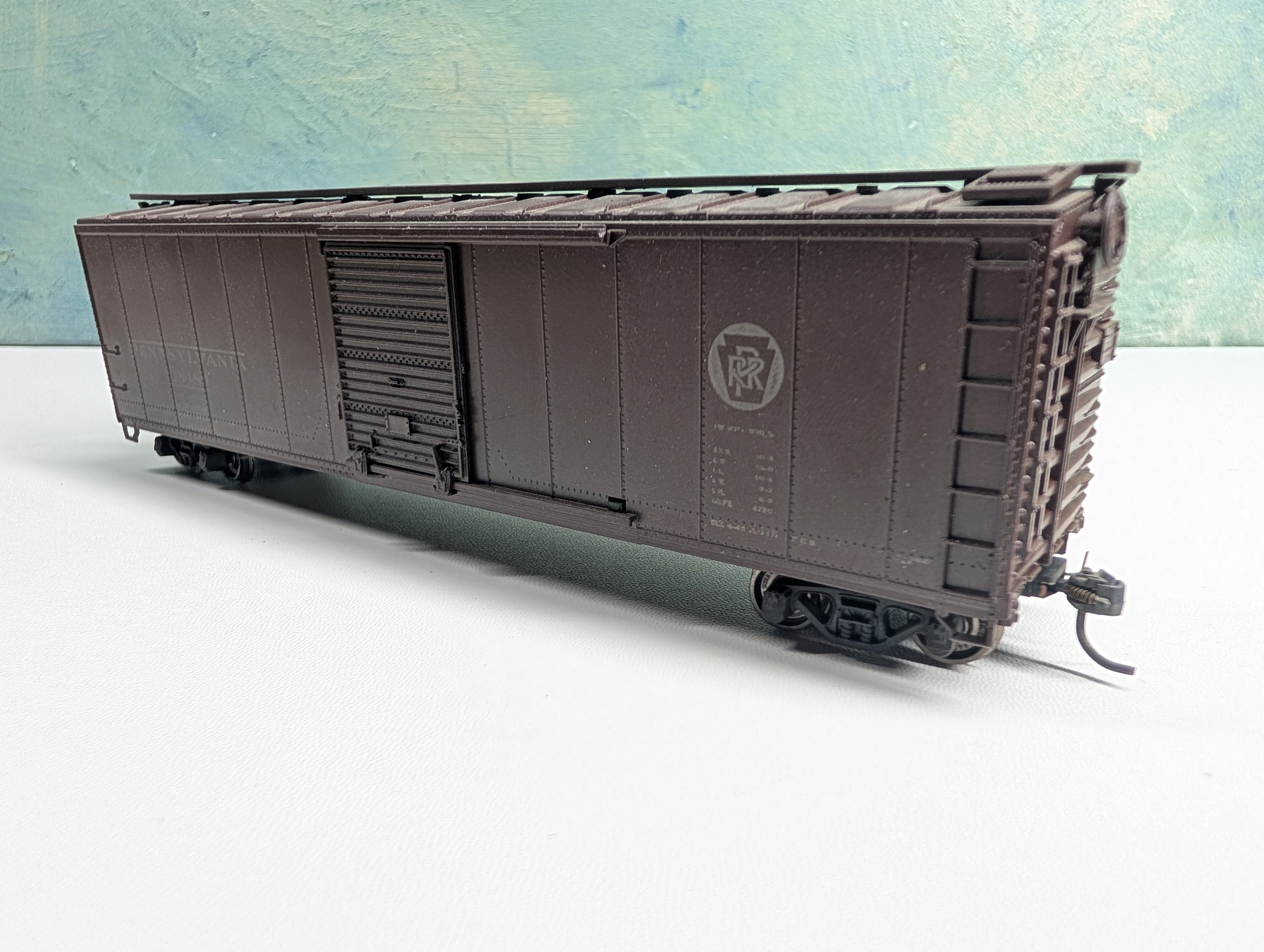 USED Athearn HO Scale 50' Box Car Pennsylvania PRR #18489 Metal Wheels, Weathered