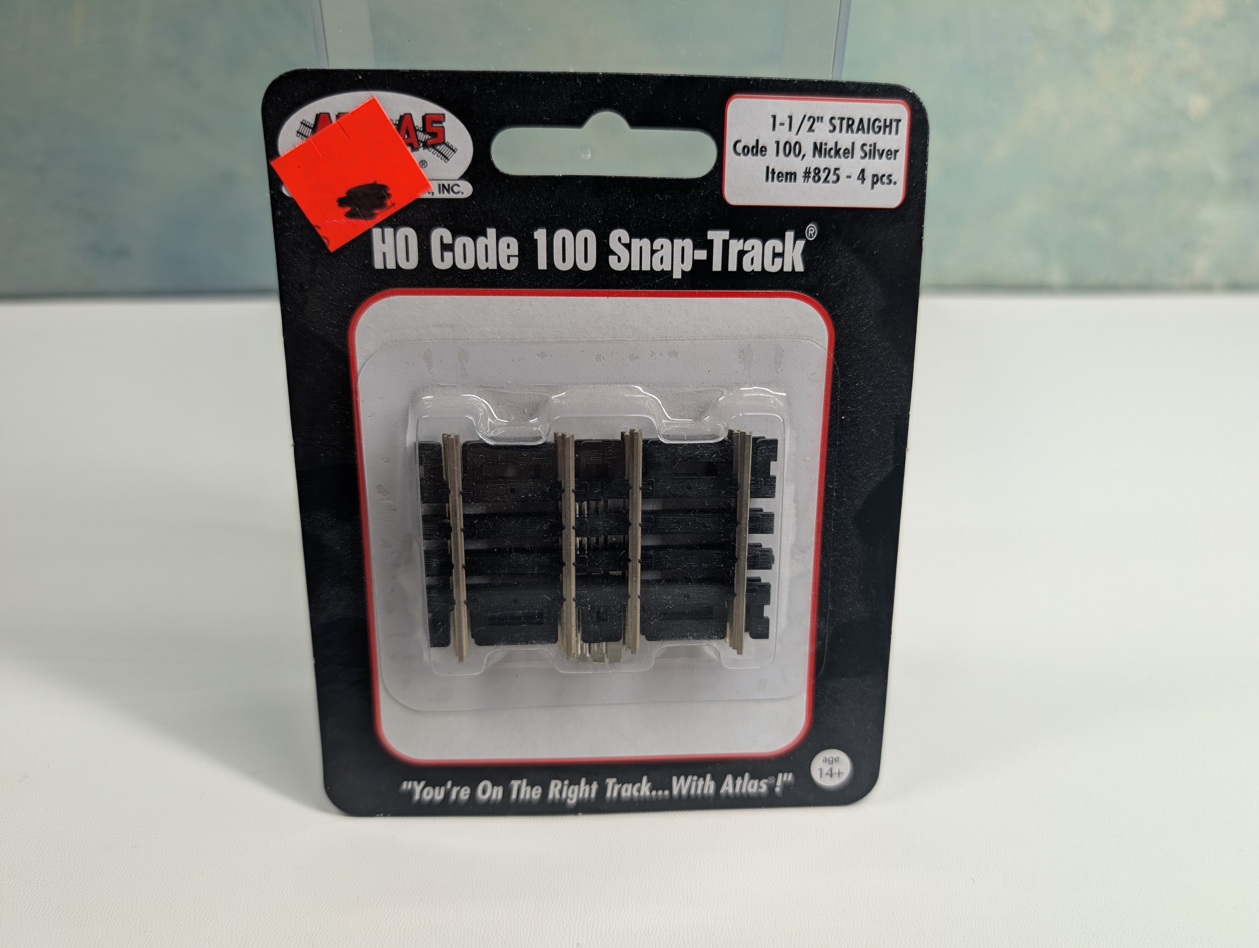 Atlas 825 HO Scale 1 1/2" Straight Track, Code 100 Snap-Track, Nickel Silver (4 pcs)