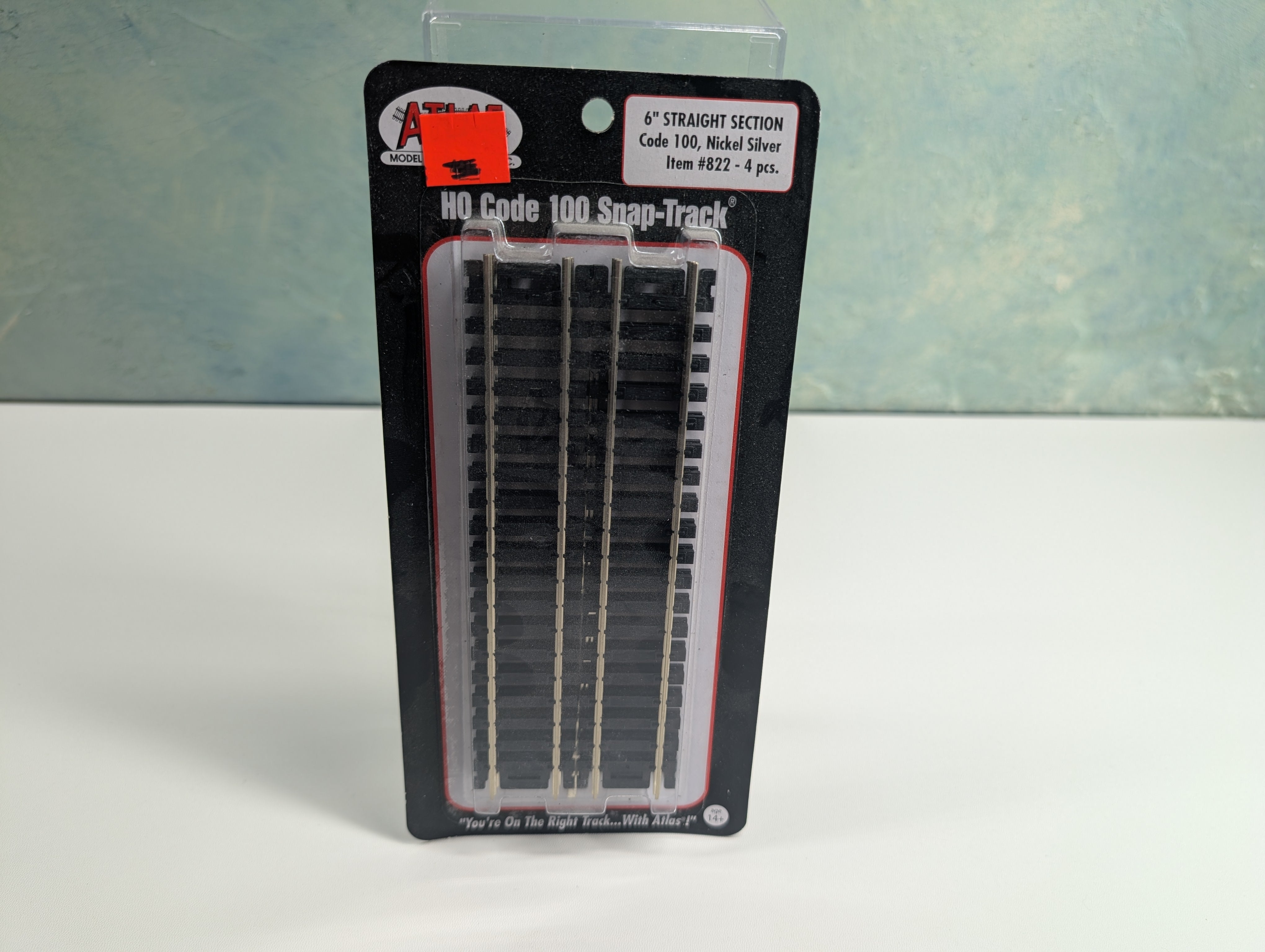 Atlas 822 HO Scale 6" Straight Track, Code 100 Nickel Silver Snap-Track (4 pcs)