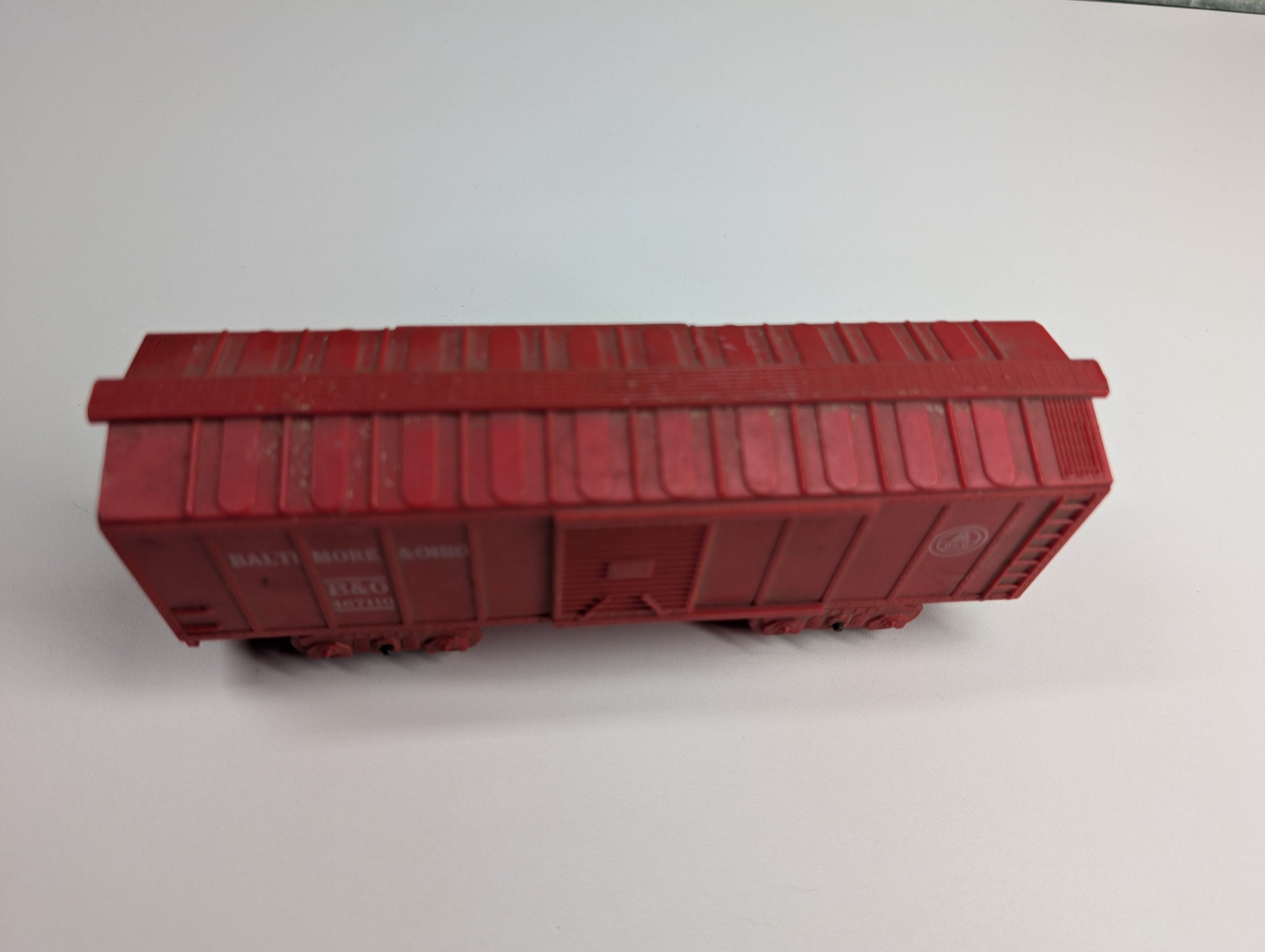 USED Marx O Red Box Car, Plastic Baltimore and Ohio B&O #467110