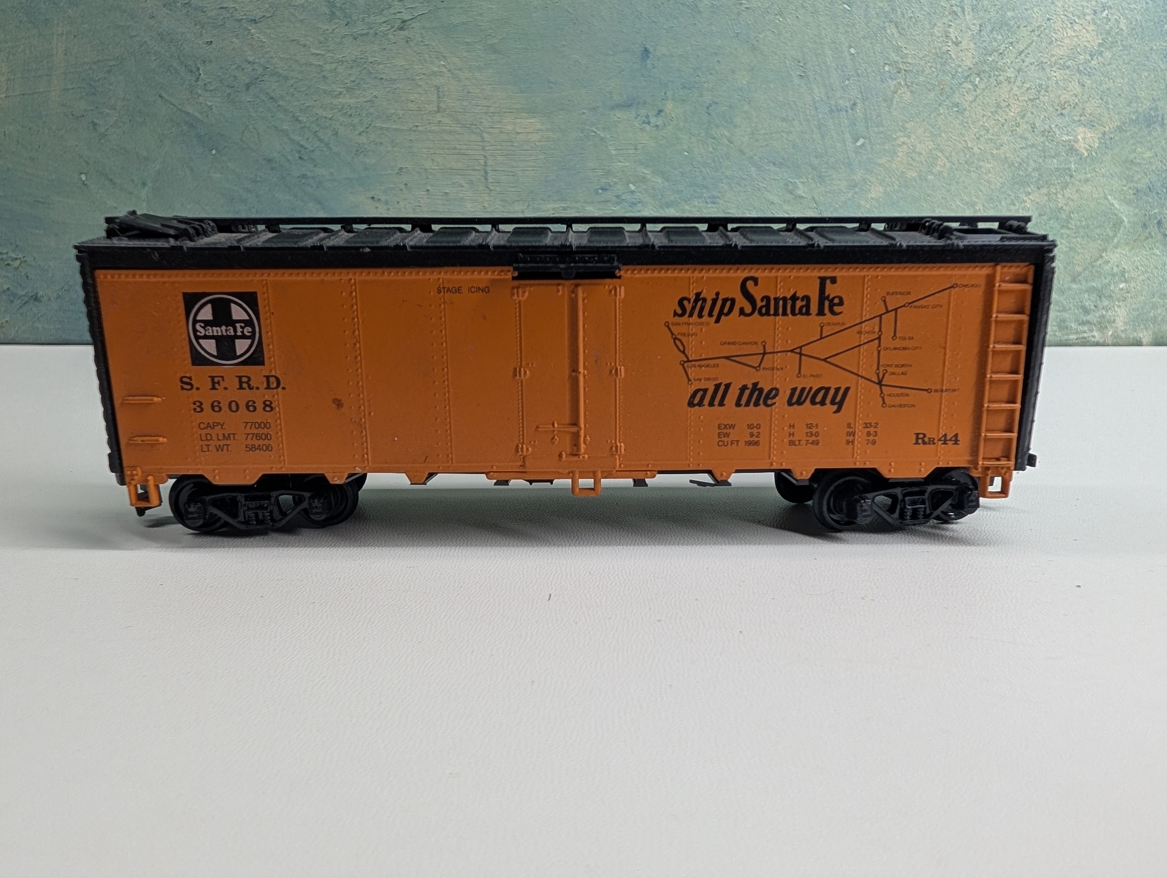 USED Athearn HO Scale 41' Reefer Box Car Santa Fe SFRD #36068 El Capitan Map
