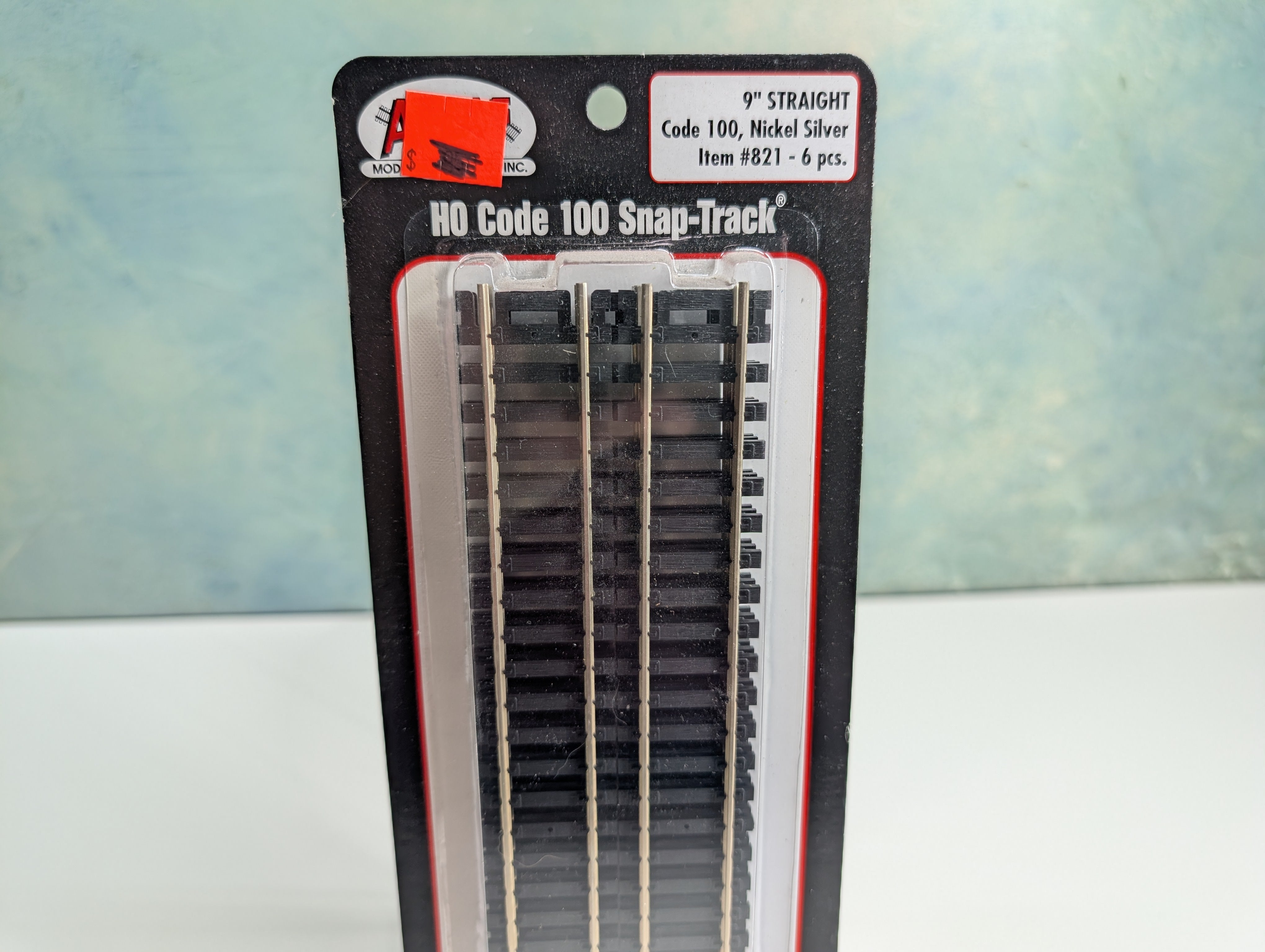 Atlas 821 HO Scale 9" Straight Track, Code 100 Nickel Silver Snap-Track (6 pcs)
