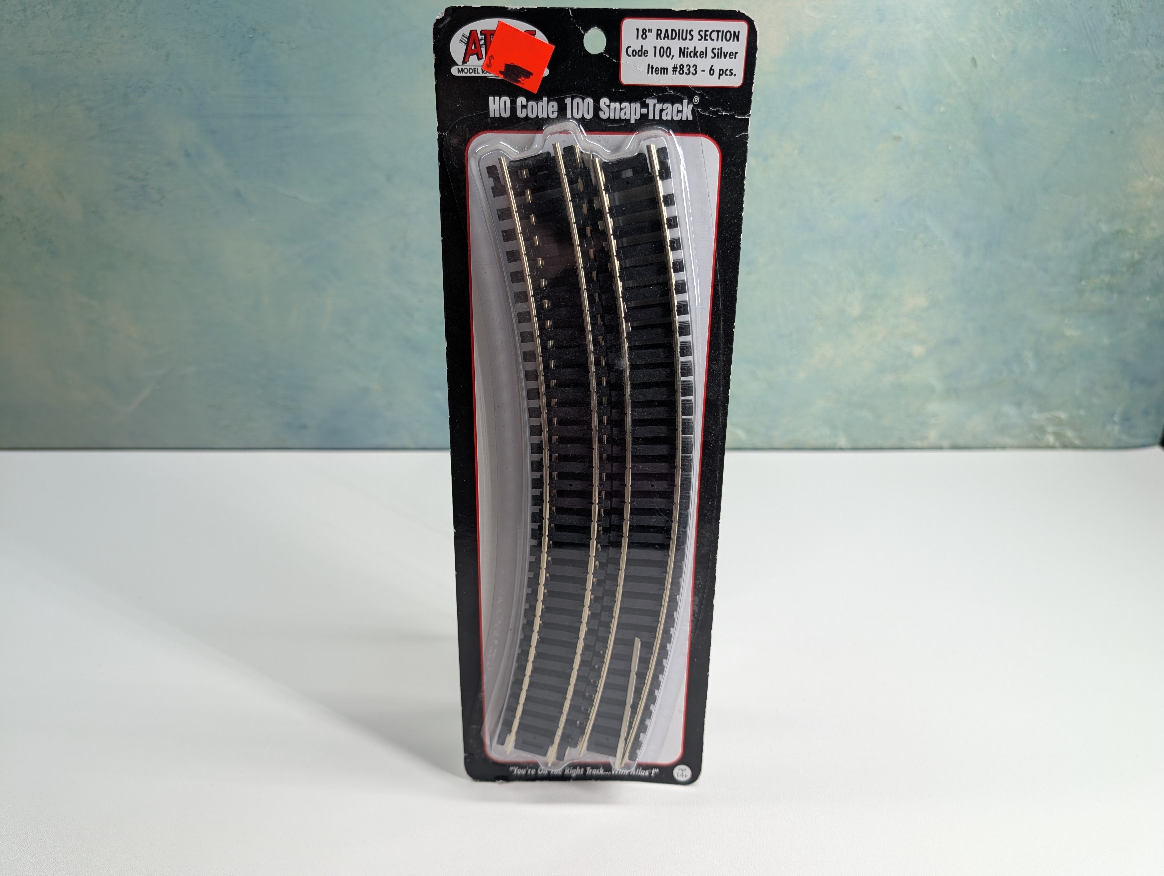 Atlas 833 HO Scale 18" Radius Track, Code 100 Nickel Silver Snap-Track (6 pcs)