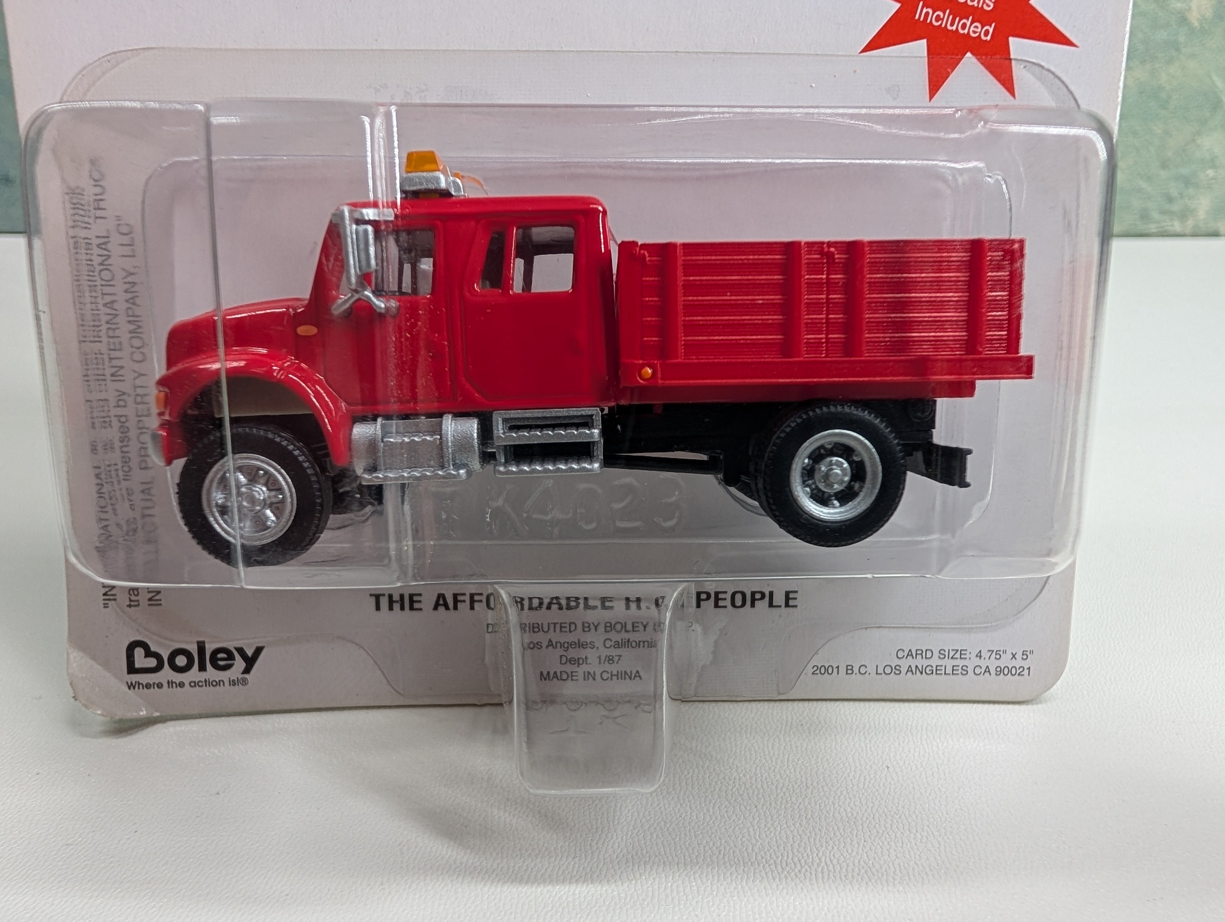 Boley 779369 HO Scale International Road Crew Stake Bed Truck Red Cab/Body