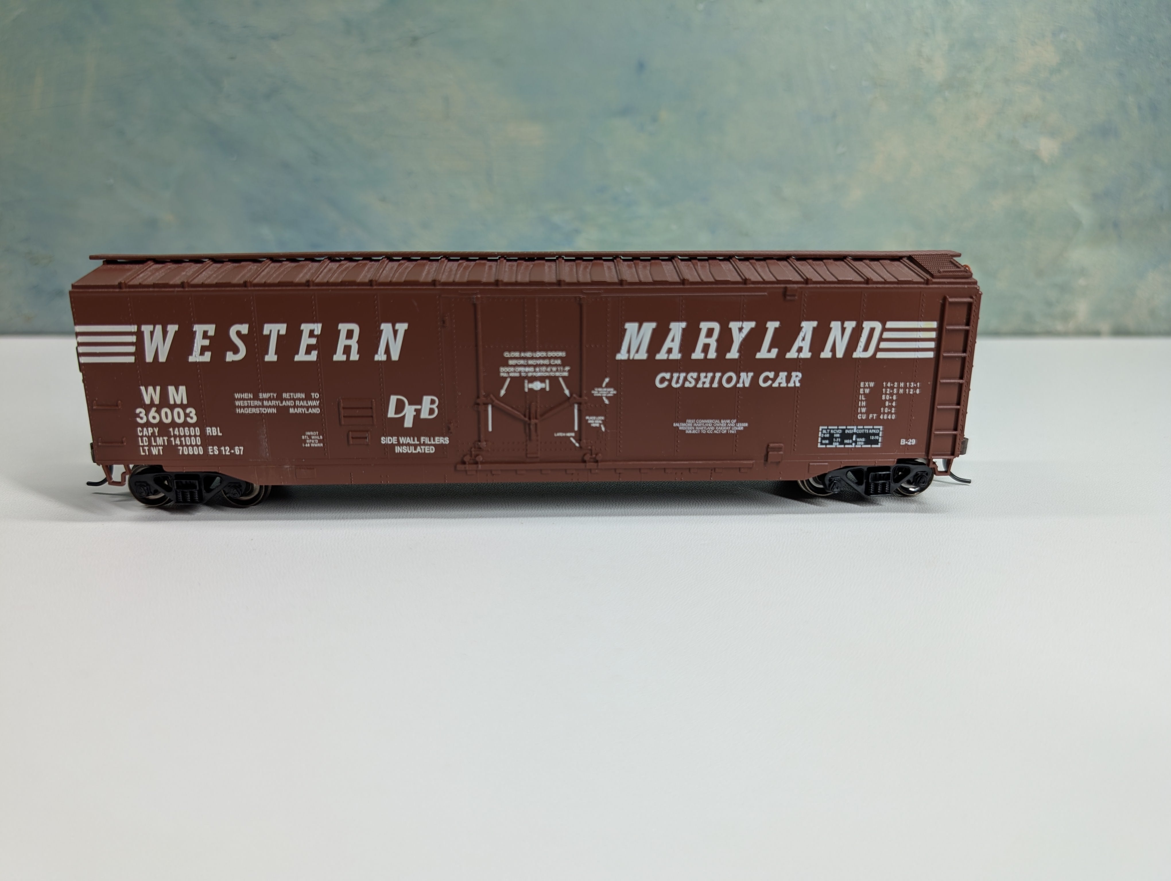 USED Bachmann HO Scale 50' Box Car Western Maryland WM #36003 Metal Wheels