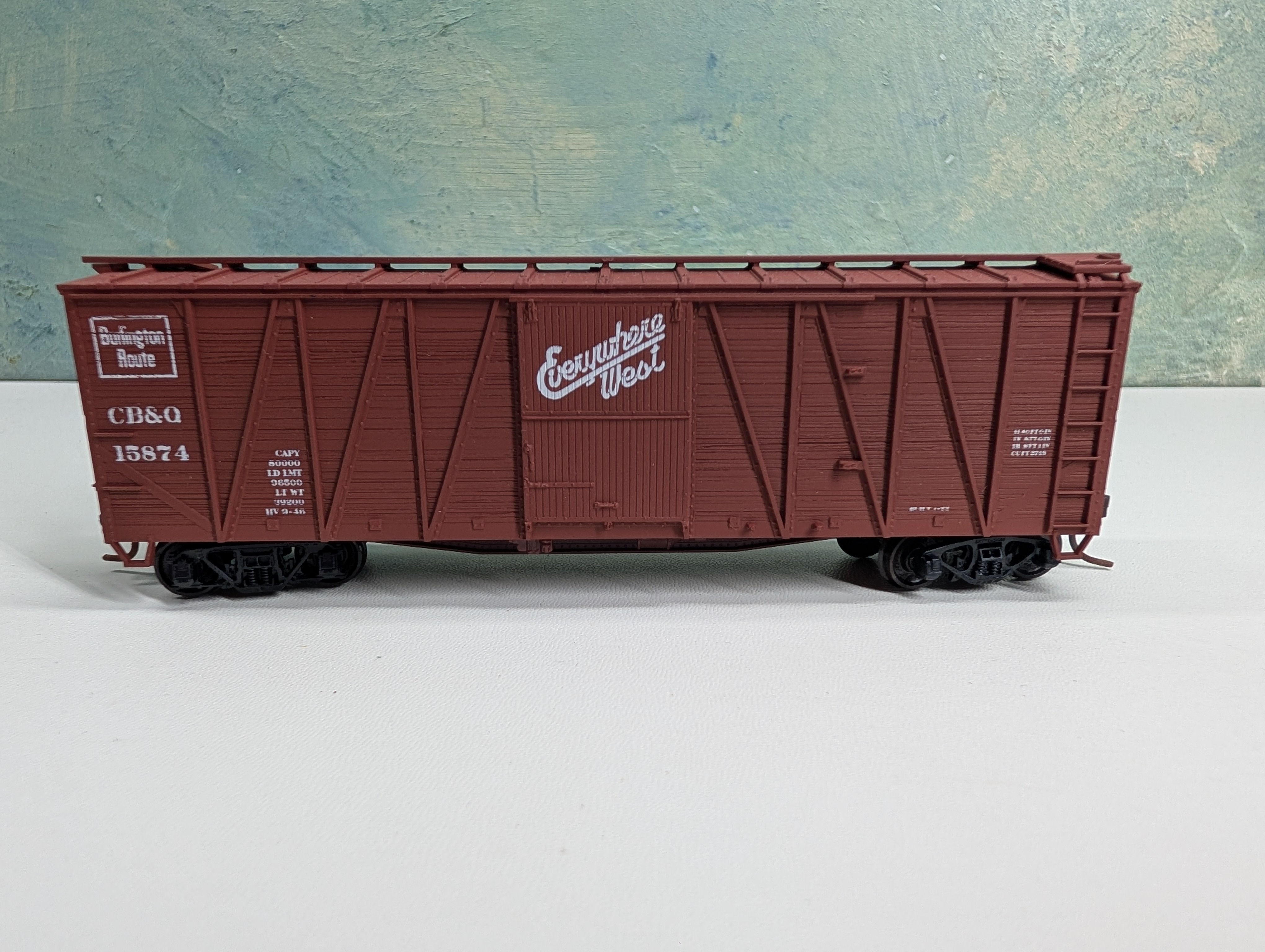 USED Accurail HO Scale 41' OB Wooden Box Car Burlington CB&Q #15874