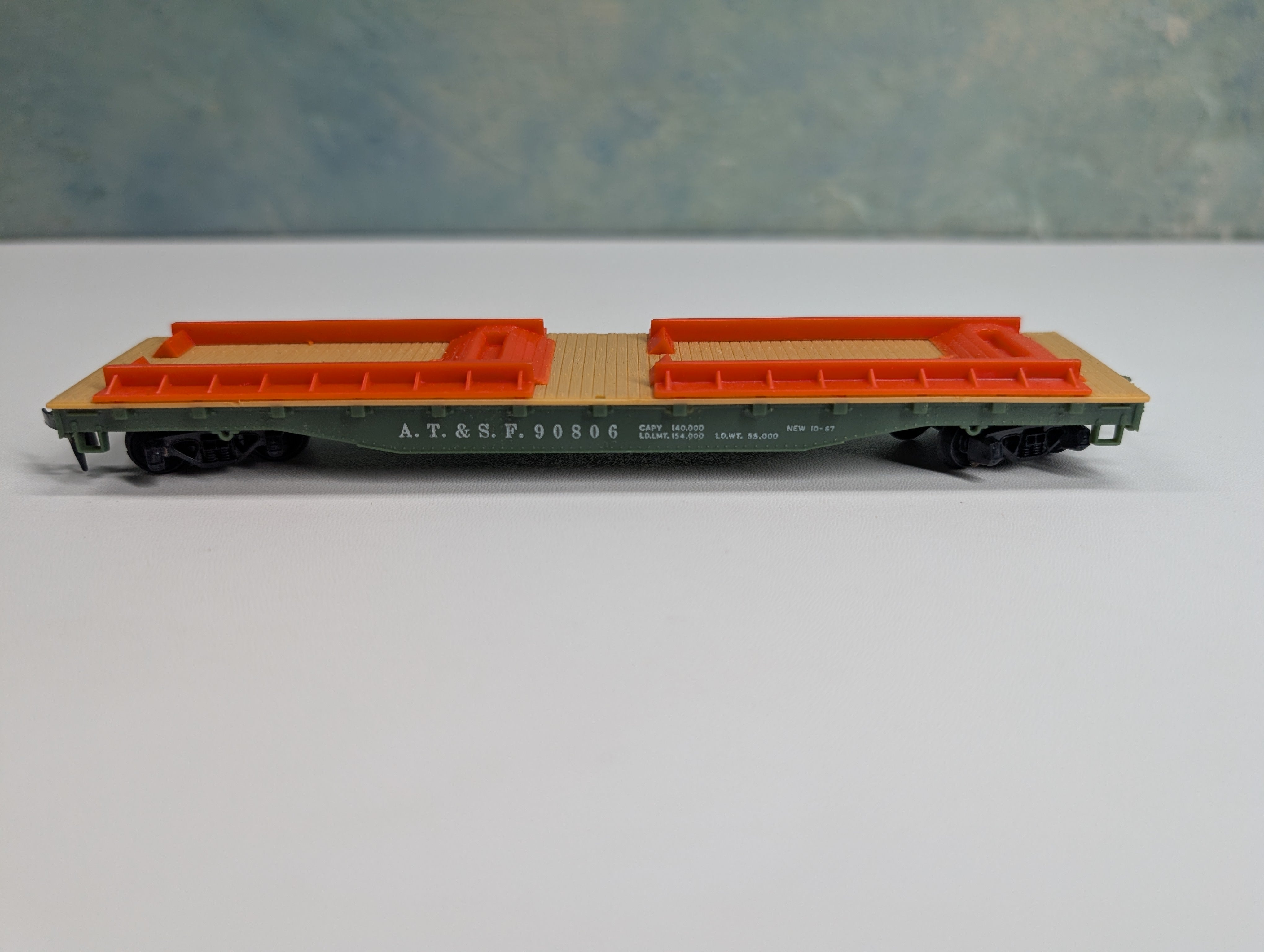 USED Tyco HO Scale 50' Trailer Flat Car Santa Fe ATSF #90806